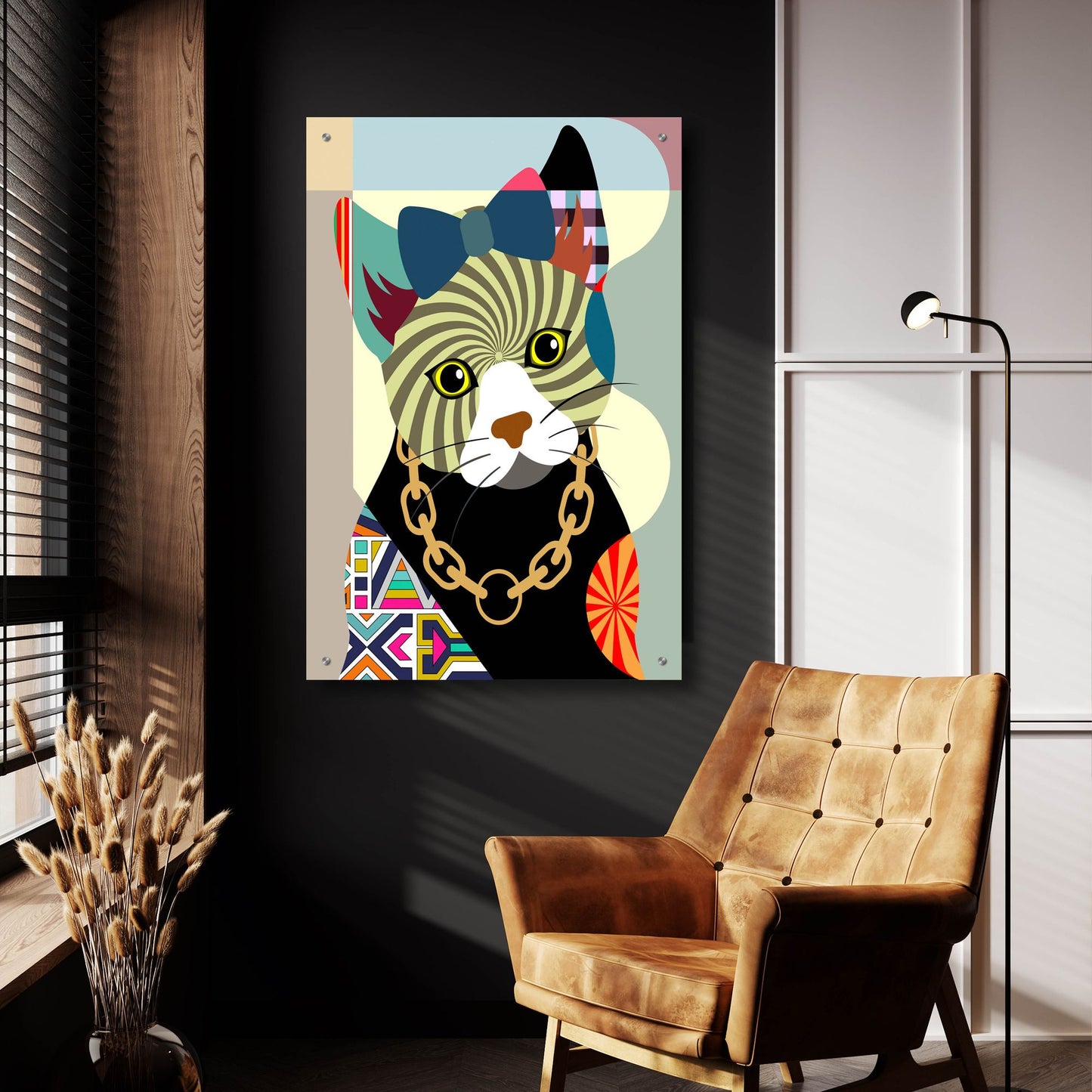 Epic Art 'Hipster Kitty' by Lanre Adefioye, Acrylic Glass Wall Art,24x36