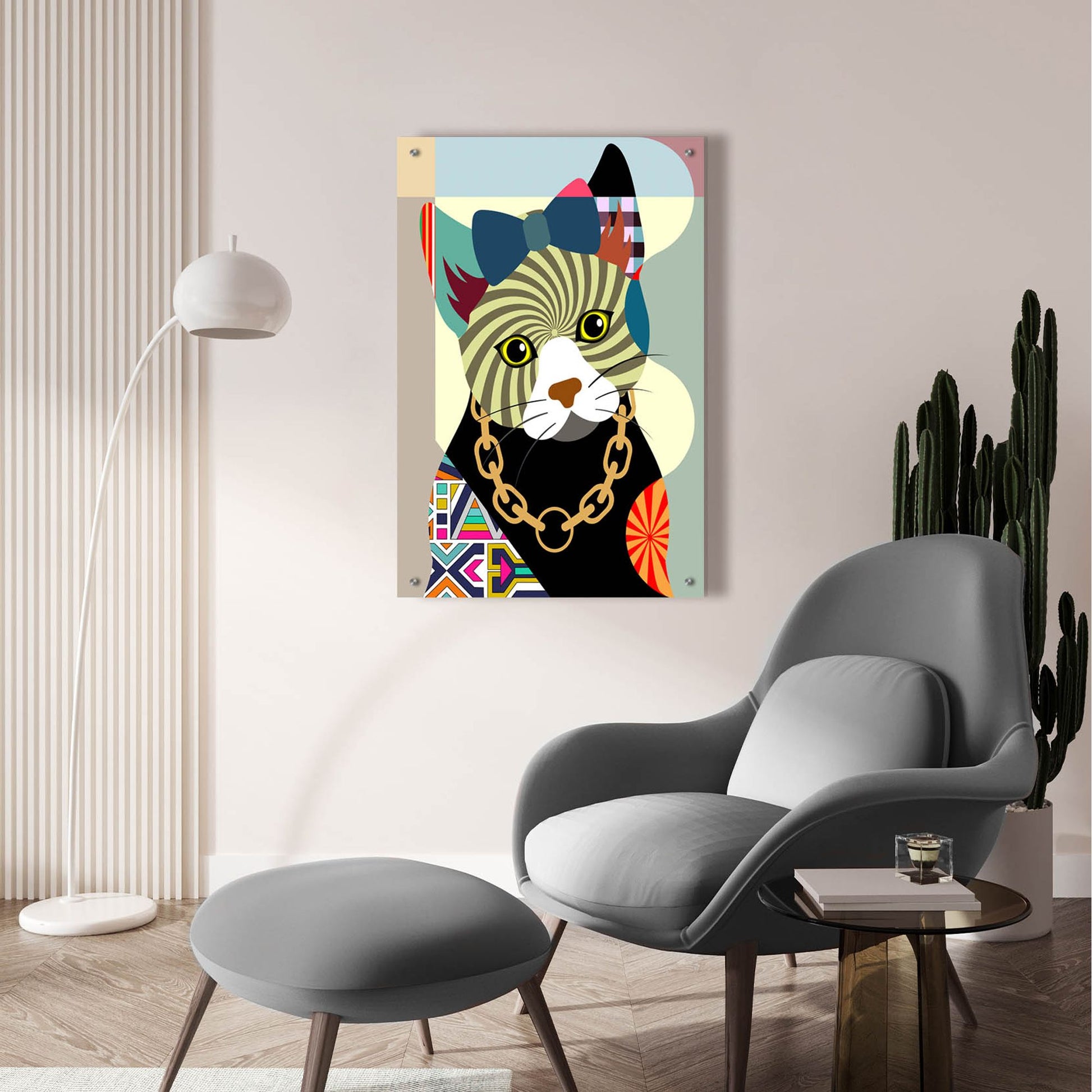 Epic Art 'Hipster Kitty' by Lanre Adefioye, Acrylic Glass Wall Art,24x36