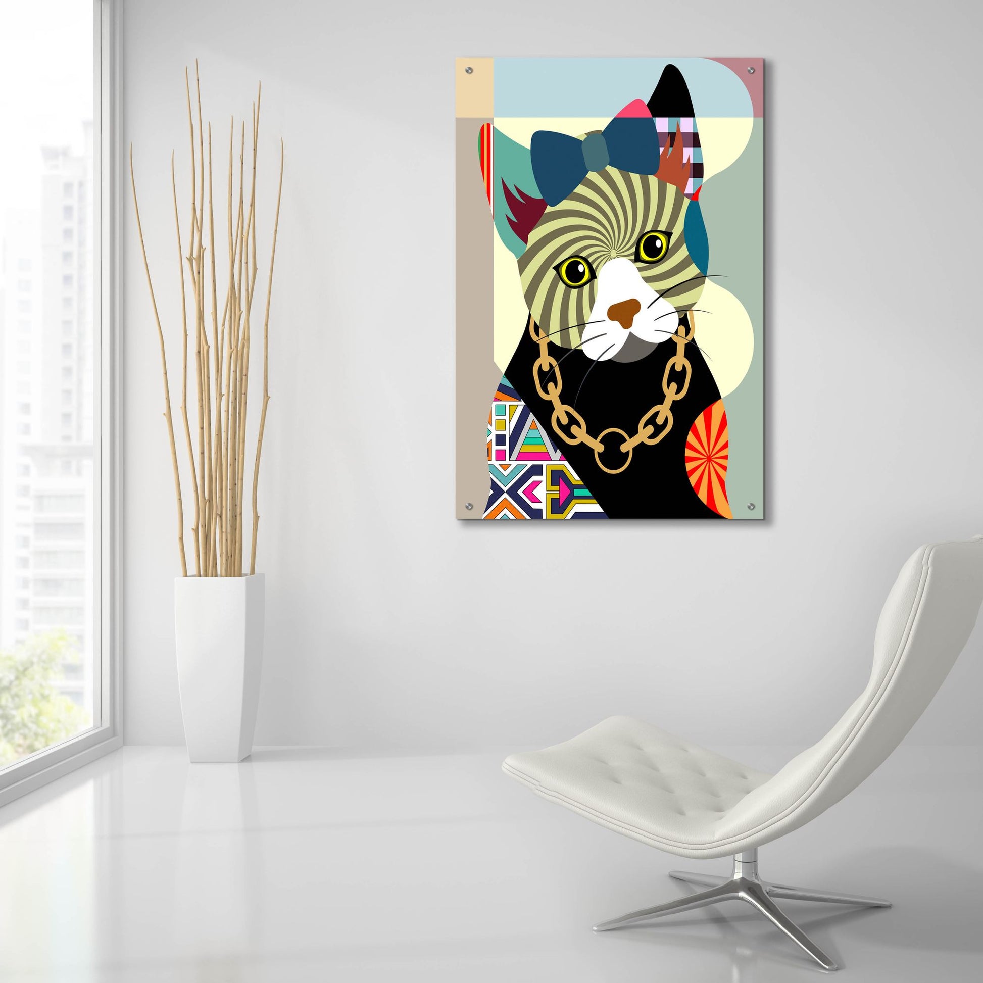 Epic Art 'Hipster Kitty' by Lanre Adefioye, Acrylic Glass Wall Art,24x36