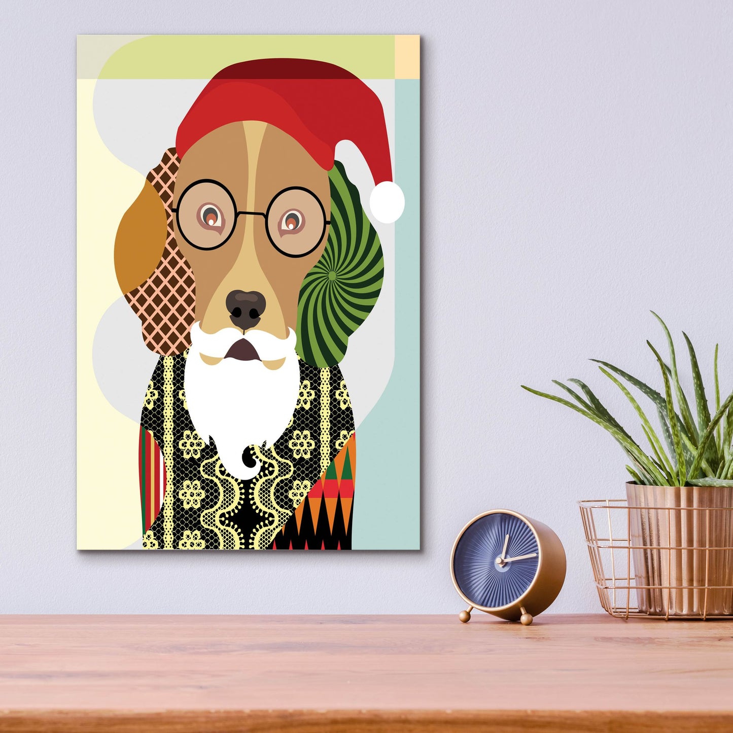 Epic Art 'Santa Beagle' by Lanre Adefioye, Acrylic Glass Wall Art,12x16