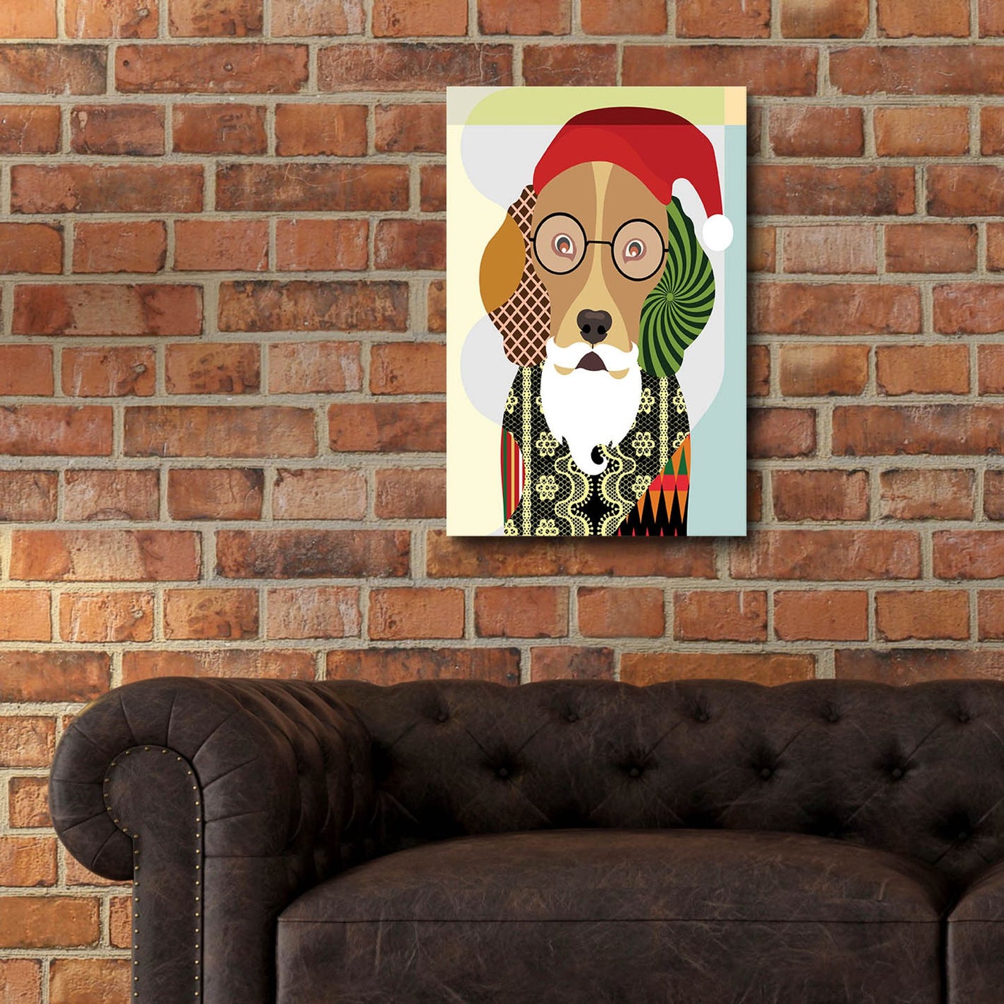 Epic Art 'Santa Beagle' by Lanre Adefioye, Acrylic Glass Wall Art,16x24