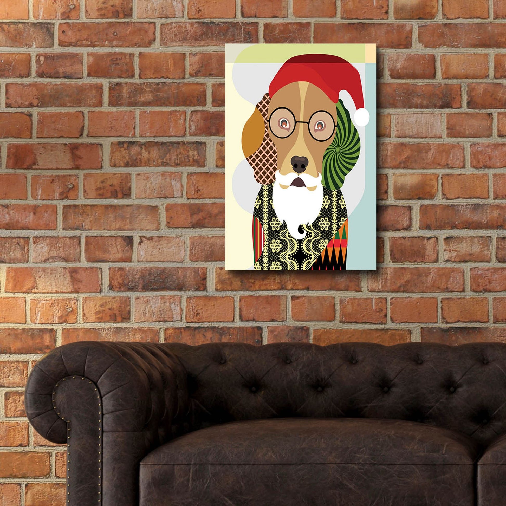 Epic Art 'Santa Beagle' by Lanre Adefioye, Acrylic Glass Wall Art,16x24