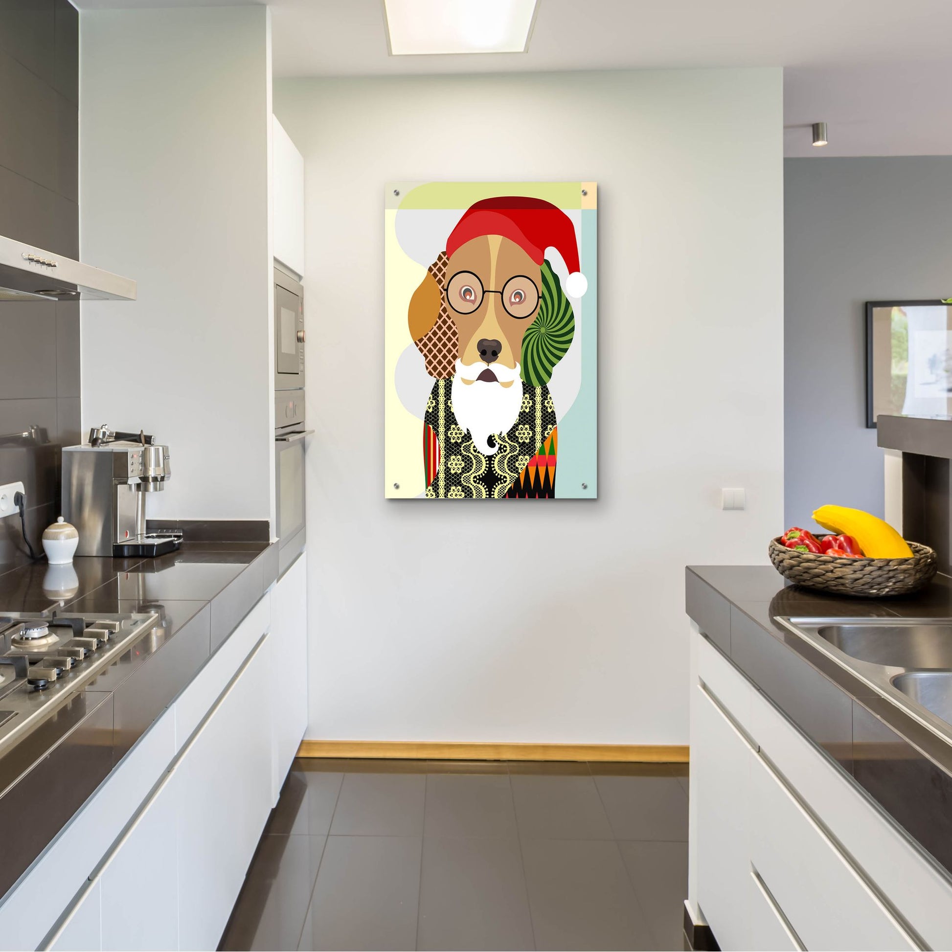 Epic Art 'Santa Beagle' by Lanre Adefioye, Acrylic Glass Wall Art,24x36