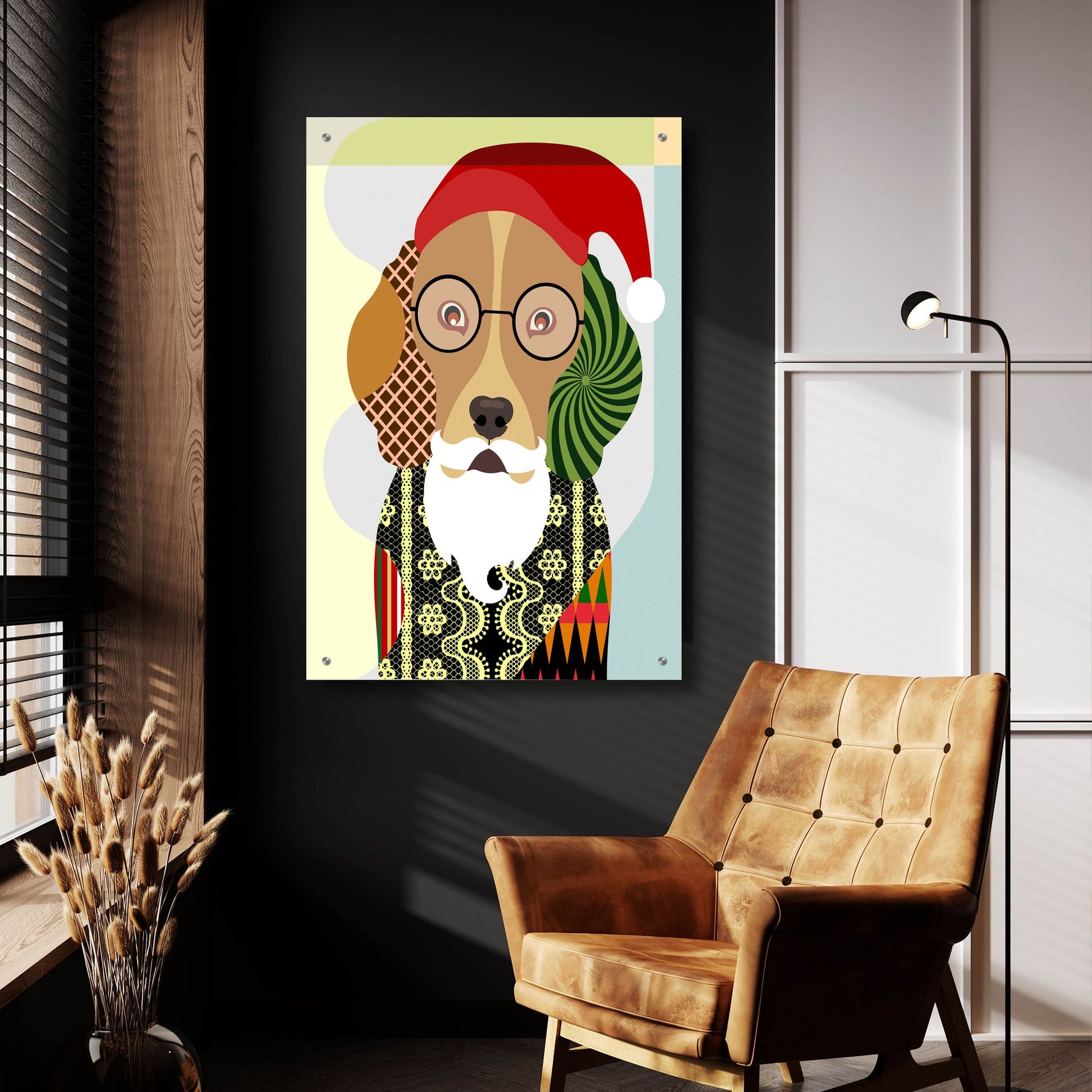 Epic Art 'Santa Beagle' by Lanre Adefioye, Acrylic Glass Wall Art,24x36