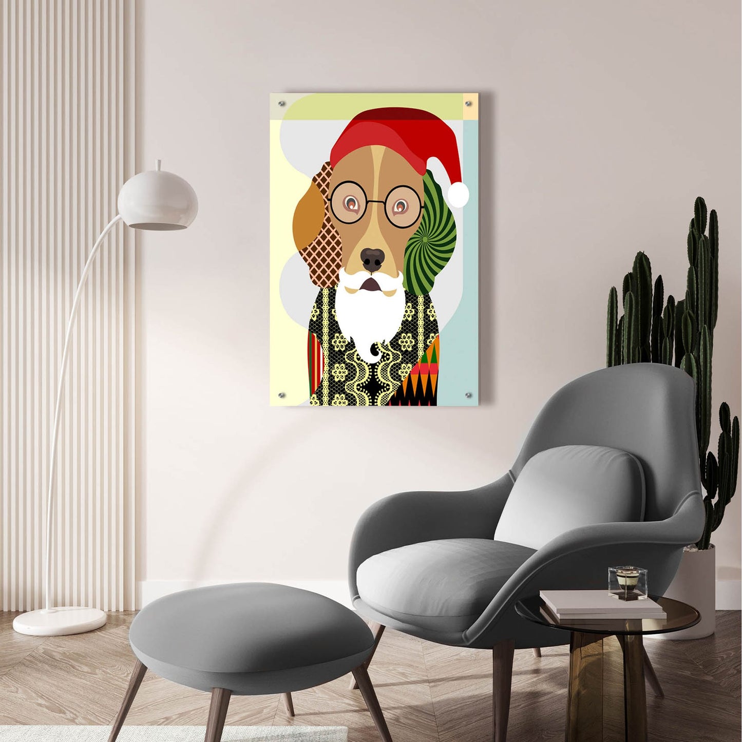 Epic Art 'Santa Beagle' by Lanre Adefioye, Acrylic Glass Wall Art,24x36