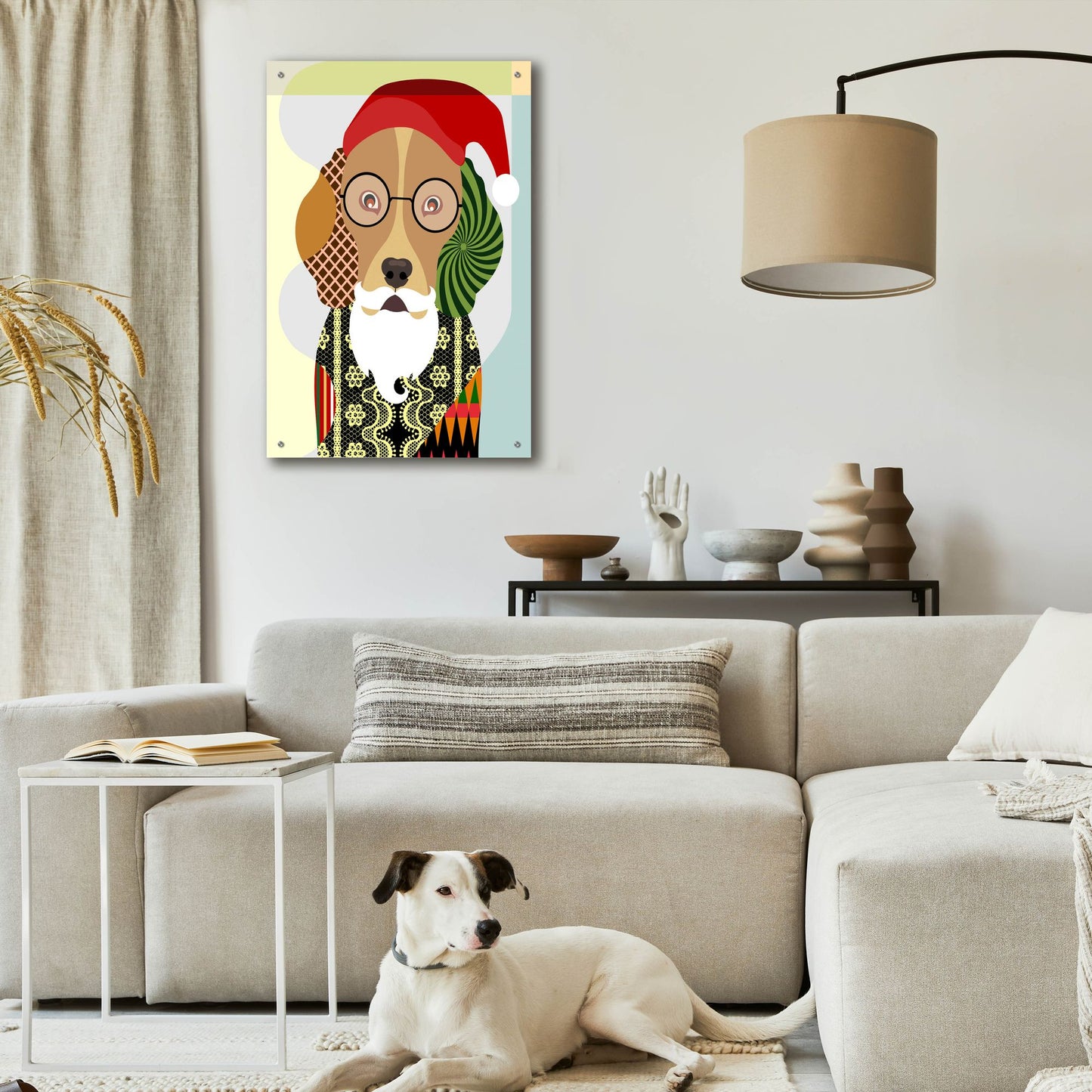 Epic Art 'Santa Beagle' by Lanre Adefioye, Acrylic Glass Wall Art,24x36