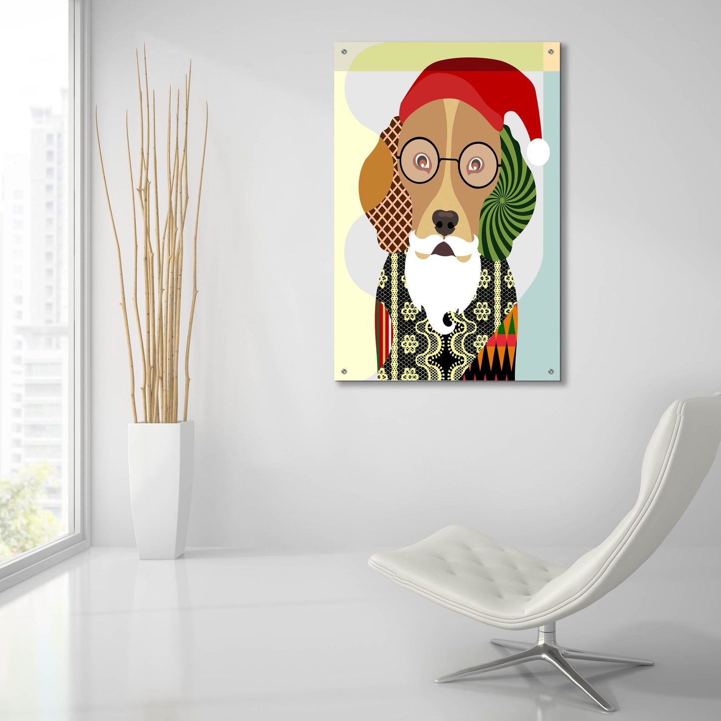 Epic Art 'Santa Beagle' by Lanre Adefioye, Acrylic Glass Wall Art,24x36