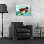 Epic Art 'Spectrum Sea Turtle' by Lanre Adefioye, Acrylic Glass Wall Art,24x16