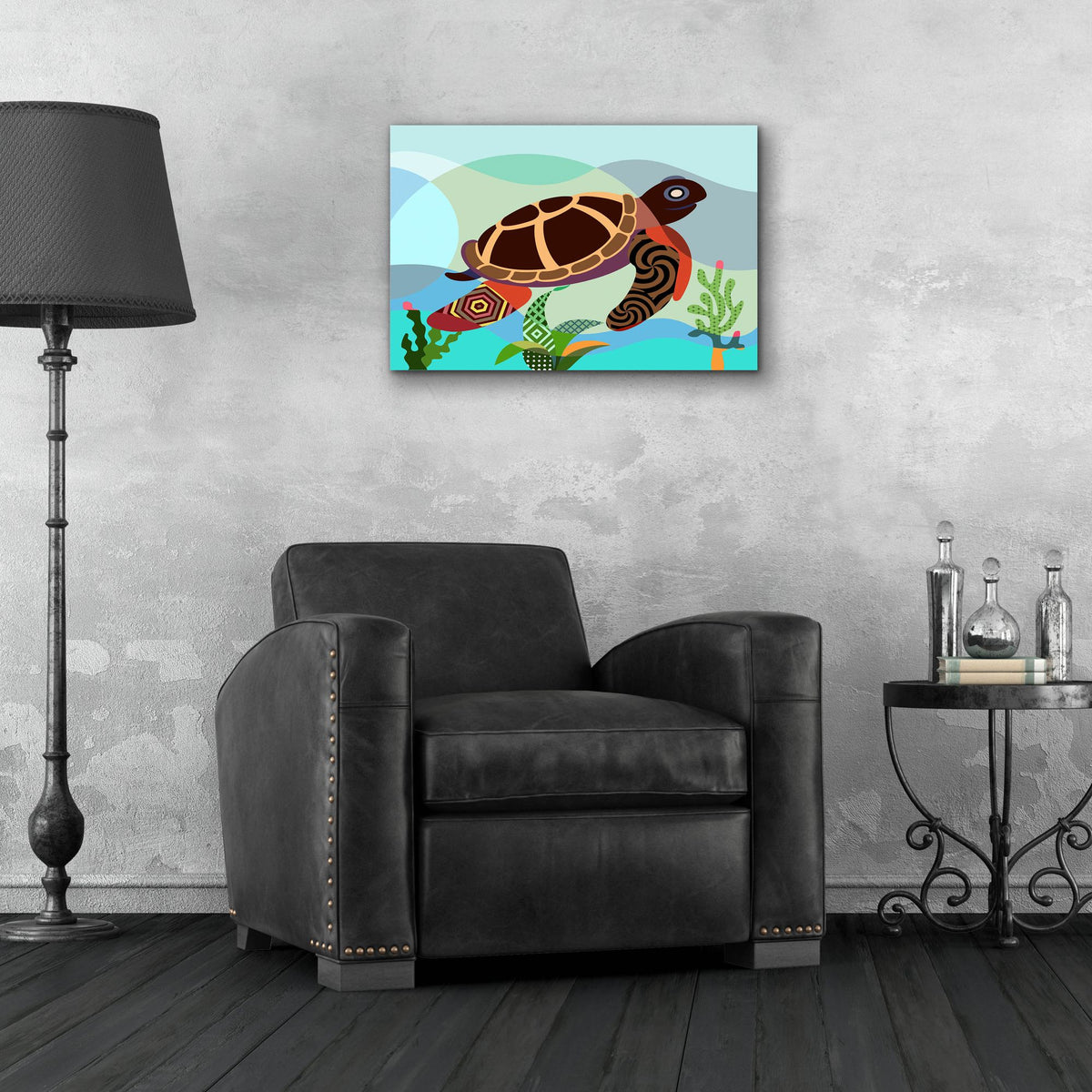 Epic Art 'Spectrum Sea Turtle' by Lanre Adefioye, Acrylic Glass Wall Art,24x16