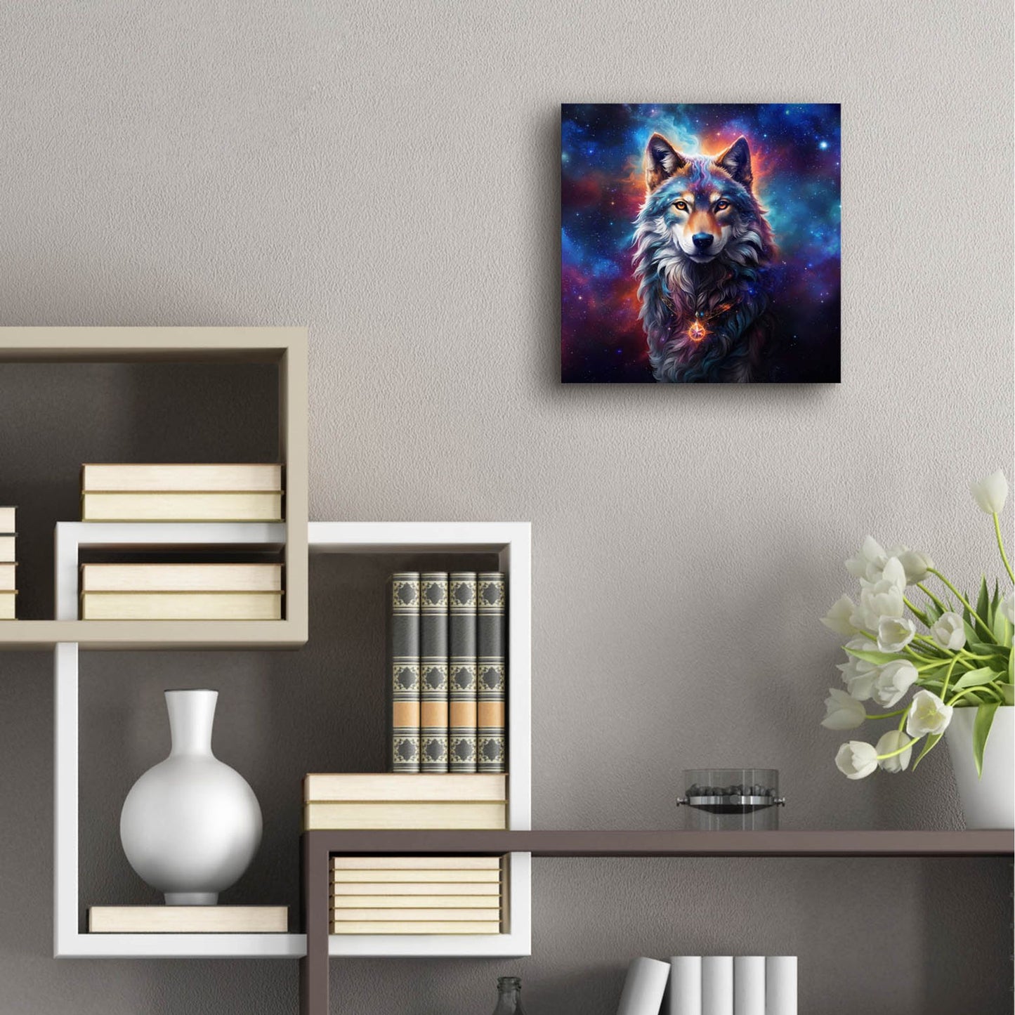 Epic Art 'Astral Spirit Wolf' by Cameron Gray, Acrylic Glass Wall Art,12x12