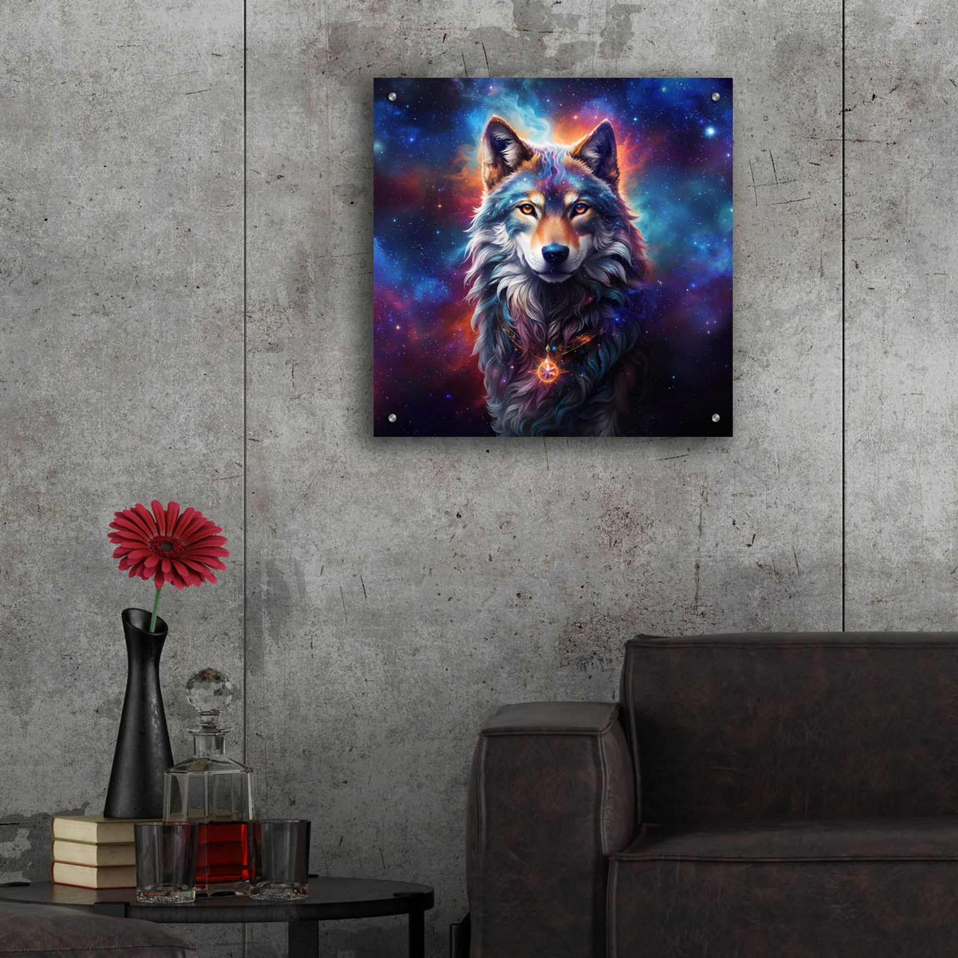 Epic Art 'Astral Spirit Wolf' by Cameron Gray, Acrylic Glass Wall Art,24x24