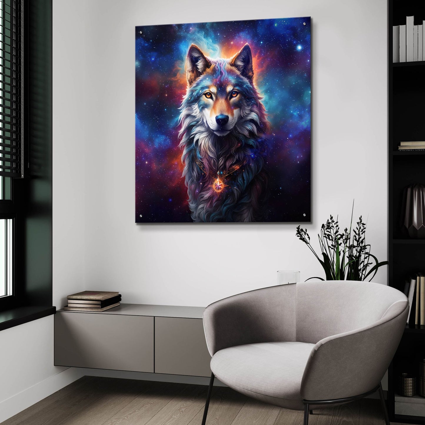 Epic Art 'Astral Spirit Wolf' by Cameron Gray, Acrylic Glass Wall Art,36x36