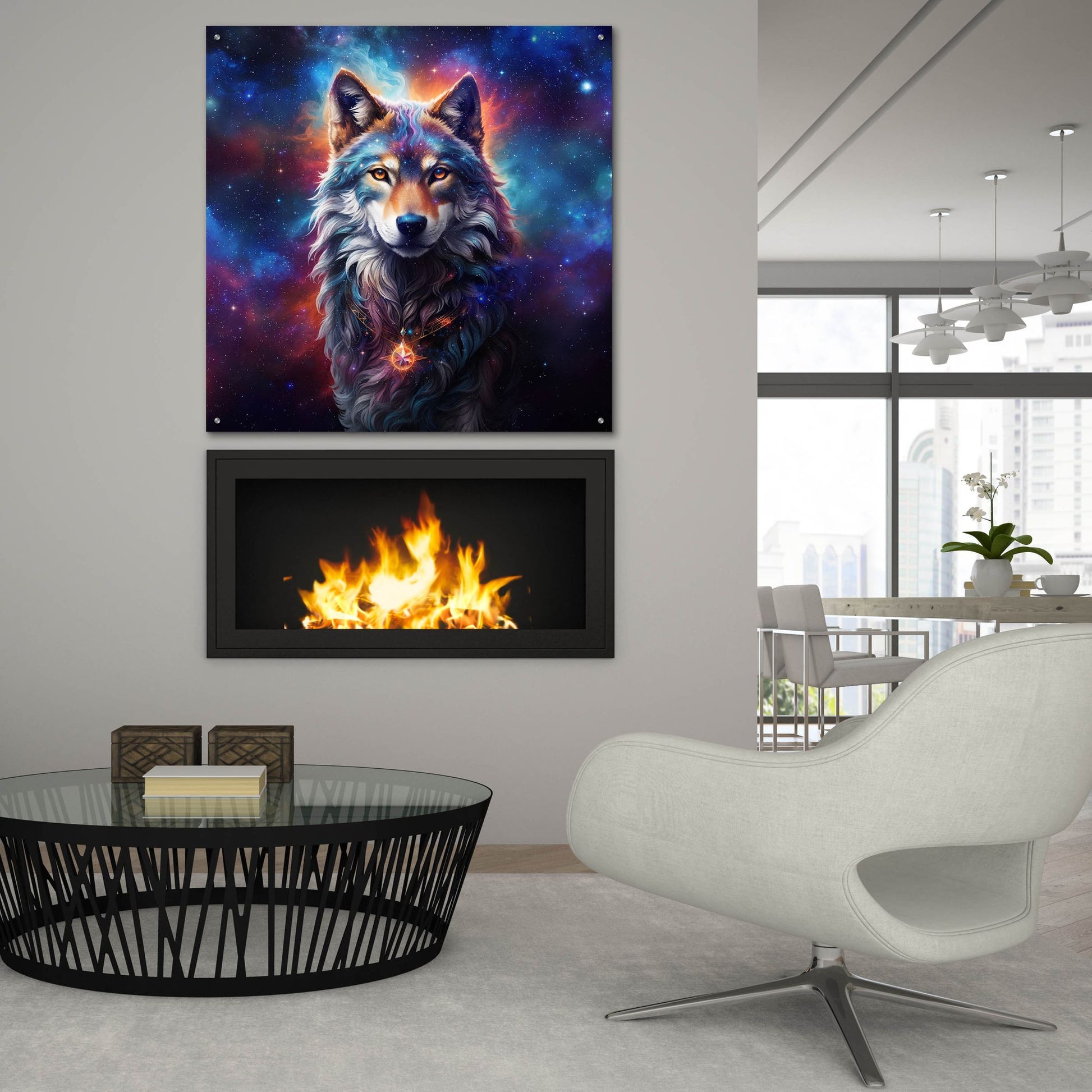 Epic Art 'Astral Spirit Wolf' by Cameron Gray, Acrylic Glass Wall Art,36x36