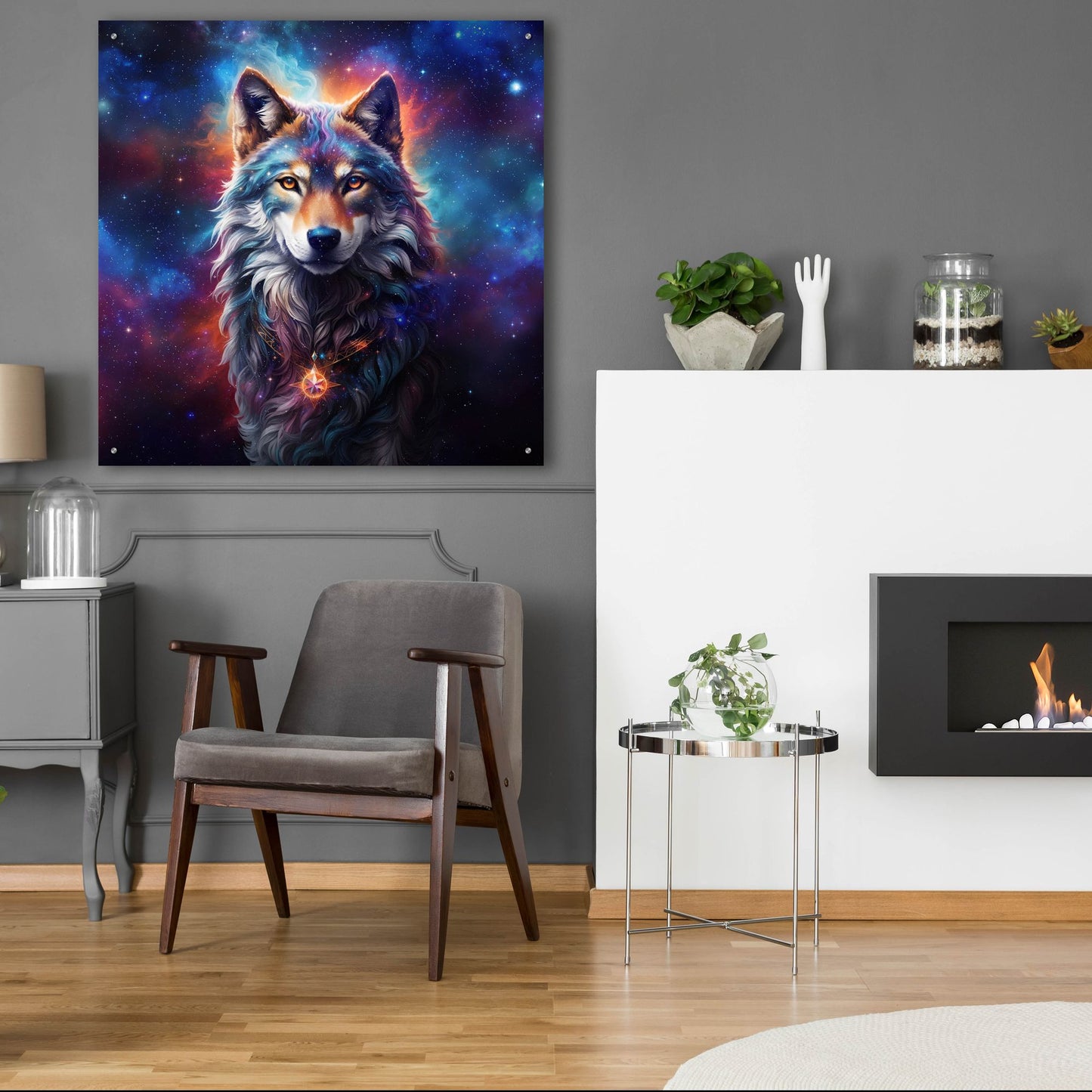 Epic Art 'Astral Spirit Wolf' by Cameron Gray, Acrylic Glass Wall Art,36x36