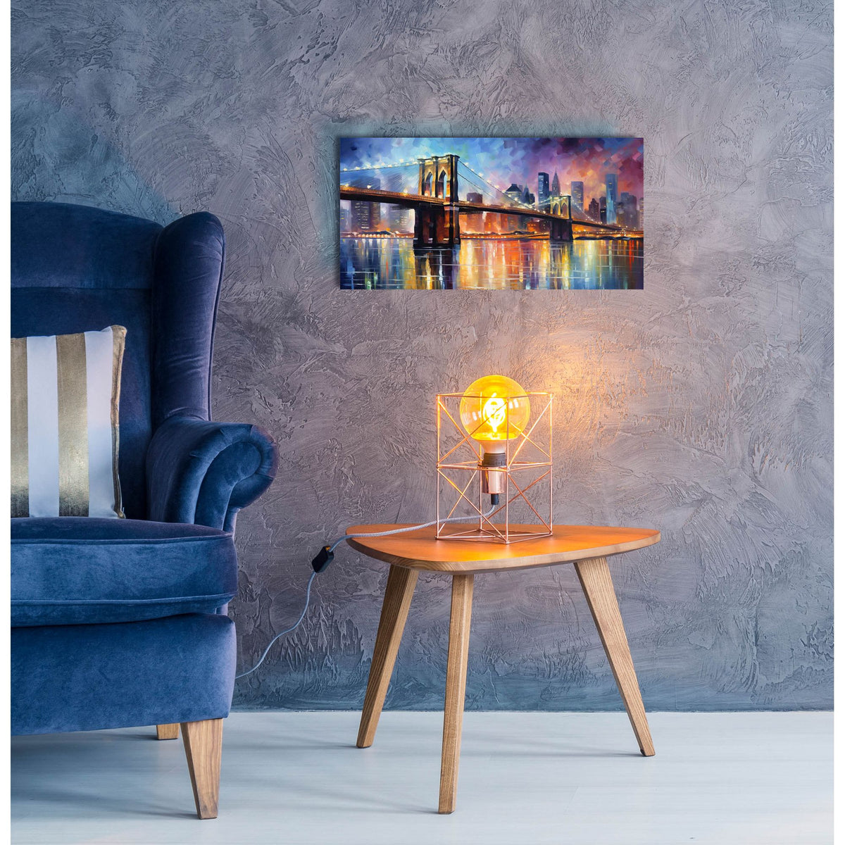 Epic Art 'Brooklyn Bridge' by Cameron Gray, Acrylic Glass Wall Art,24x12