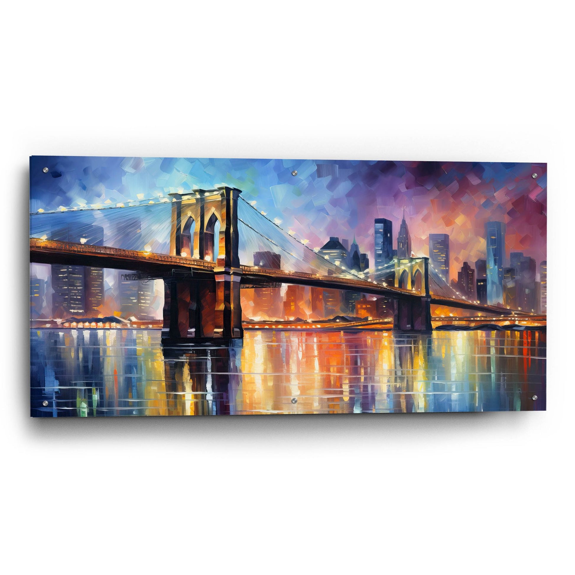 Epic Art 'Brooklyn Bridge' by Cameron Gray, Acrylic Glass Wall Art,48x24