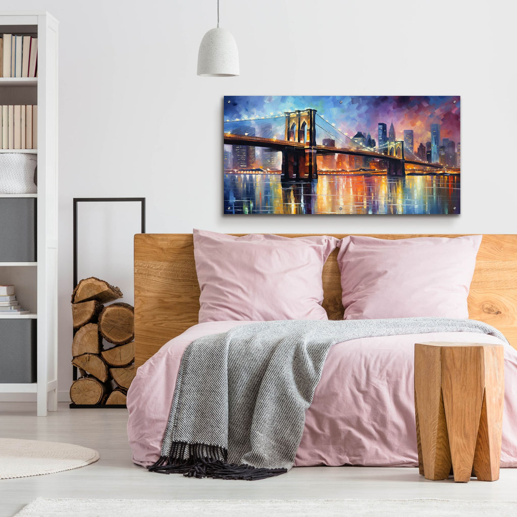 Epic Art 'Brooklyn Bridge' by Cameron Gray, Acrylic Glass Wall Art,48x24