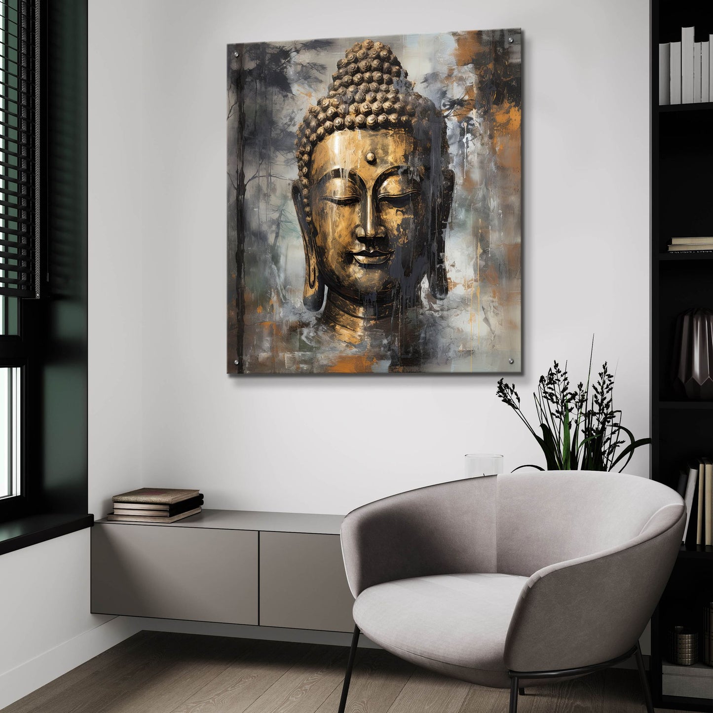 Epic Art 'Buddha 6' by Cameron Gray, Acrylic Glass Wall Art,36x36