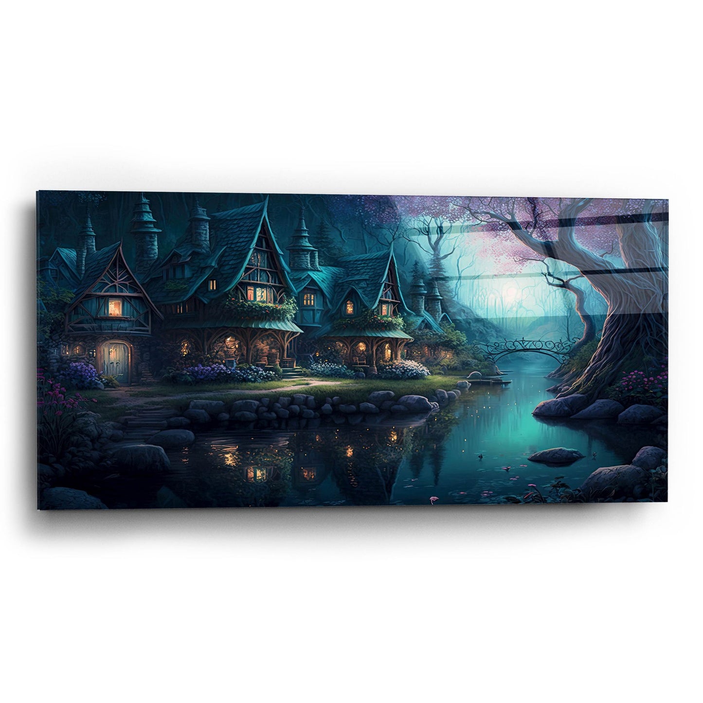 Epic Art 'Forest Village 2' by Cameron Gray, Acrylic Glass Wall Art,24x12