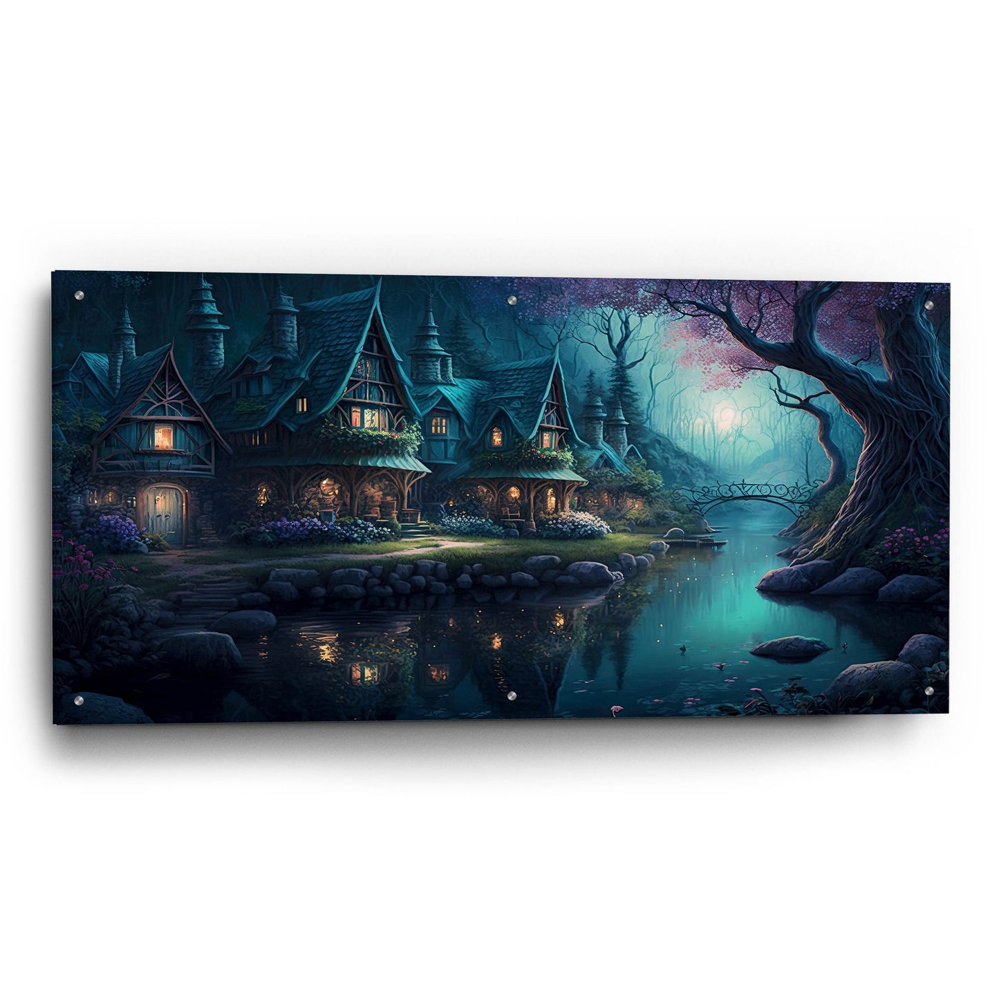 Epic Art 'Forest Village 2' by Cameron Gray, Acrylic Glass Wall Art,48x24