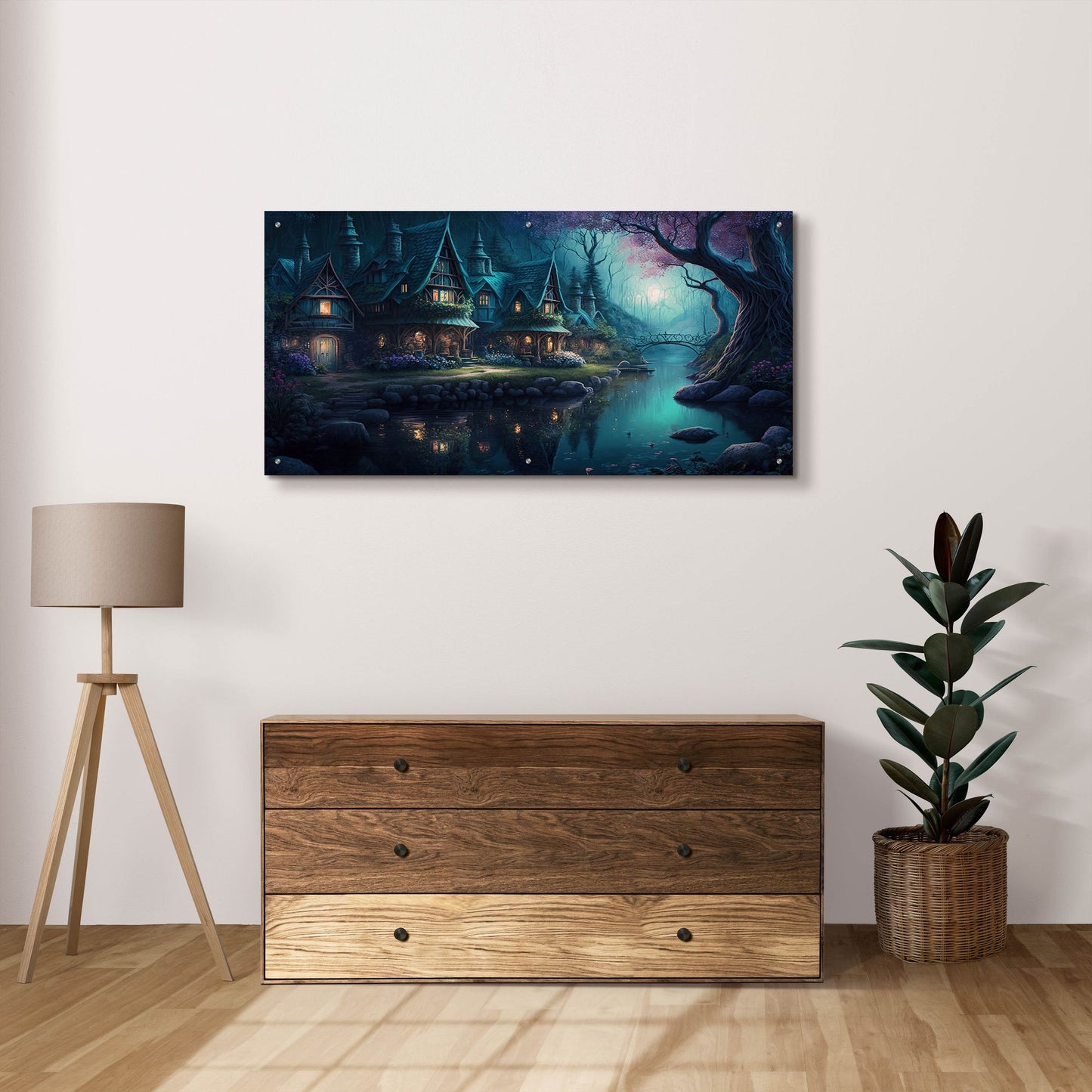 Epic Art 'Forest Village 2' by Cameron Gray, Acrylic Glass Wall Art,48x24