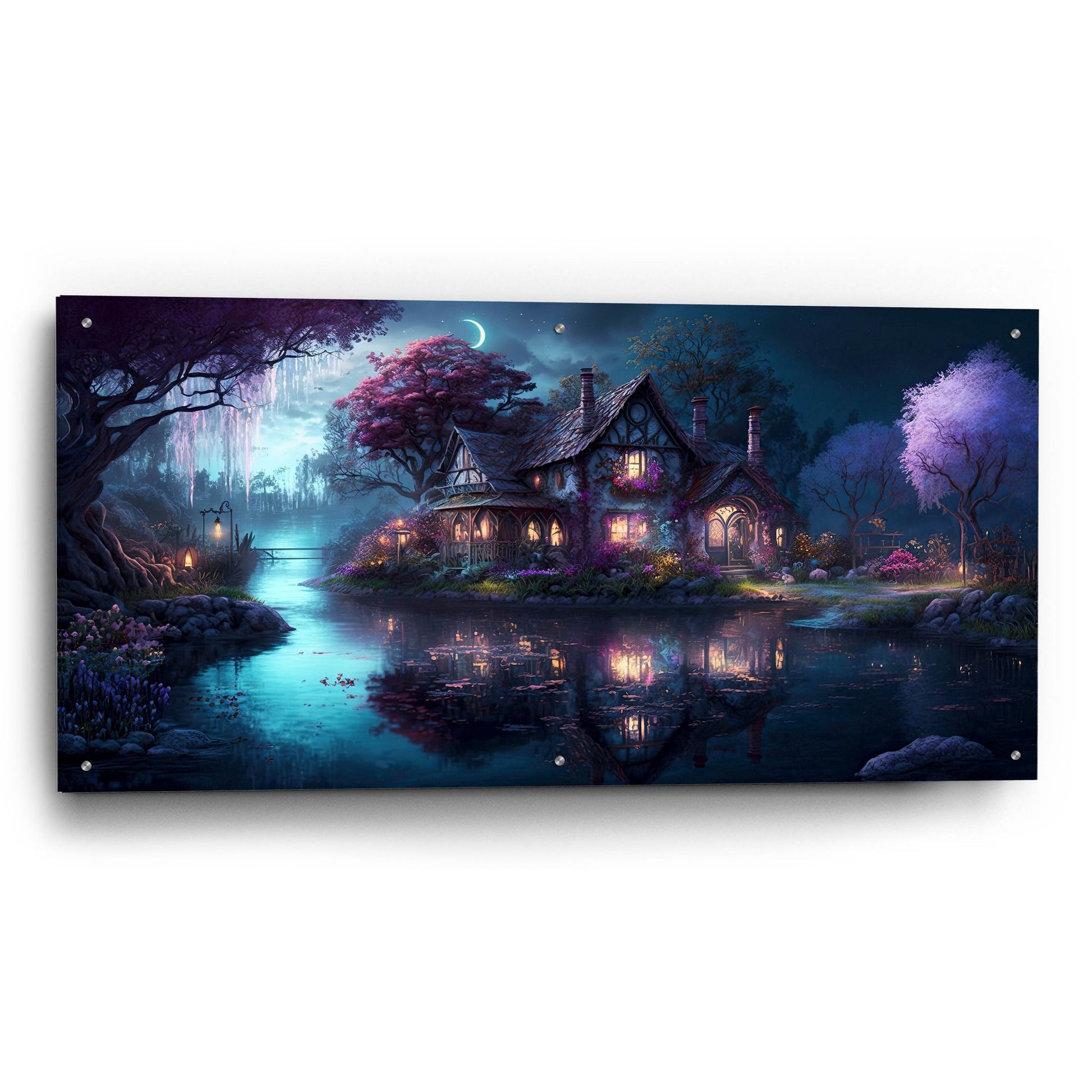 Epic Art 'Forest Village 3' by Cameron Gray, Acrylic Glass Wall Art,48x24