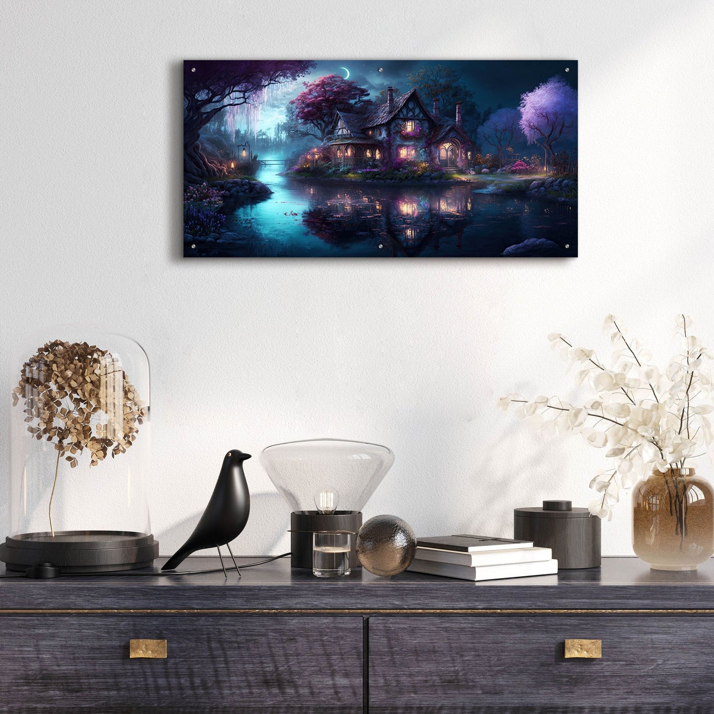 Epic Art 'Forest Village 3' by Cameron Gray, Acrylic Glass Wall Art,48x24