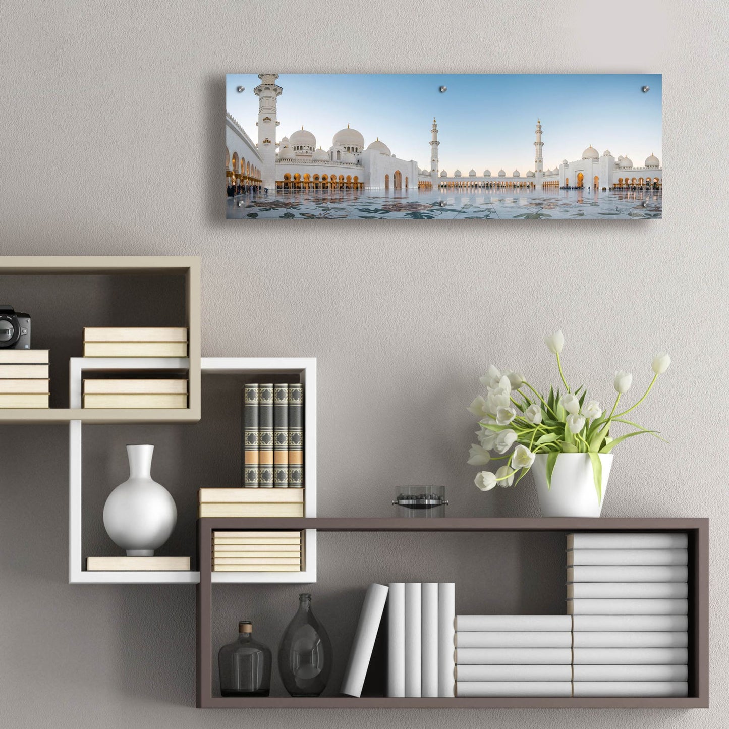 Epic Art 'Abu Dhabi Grand Mosque' by Epic Portfolio, Acrylic Glass Wall Art,36x12