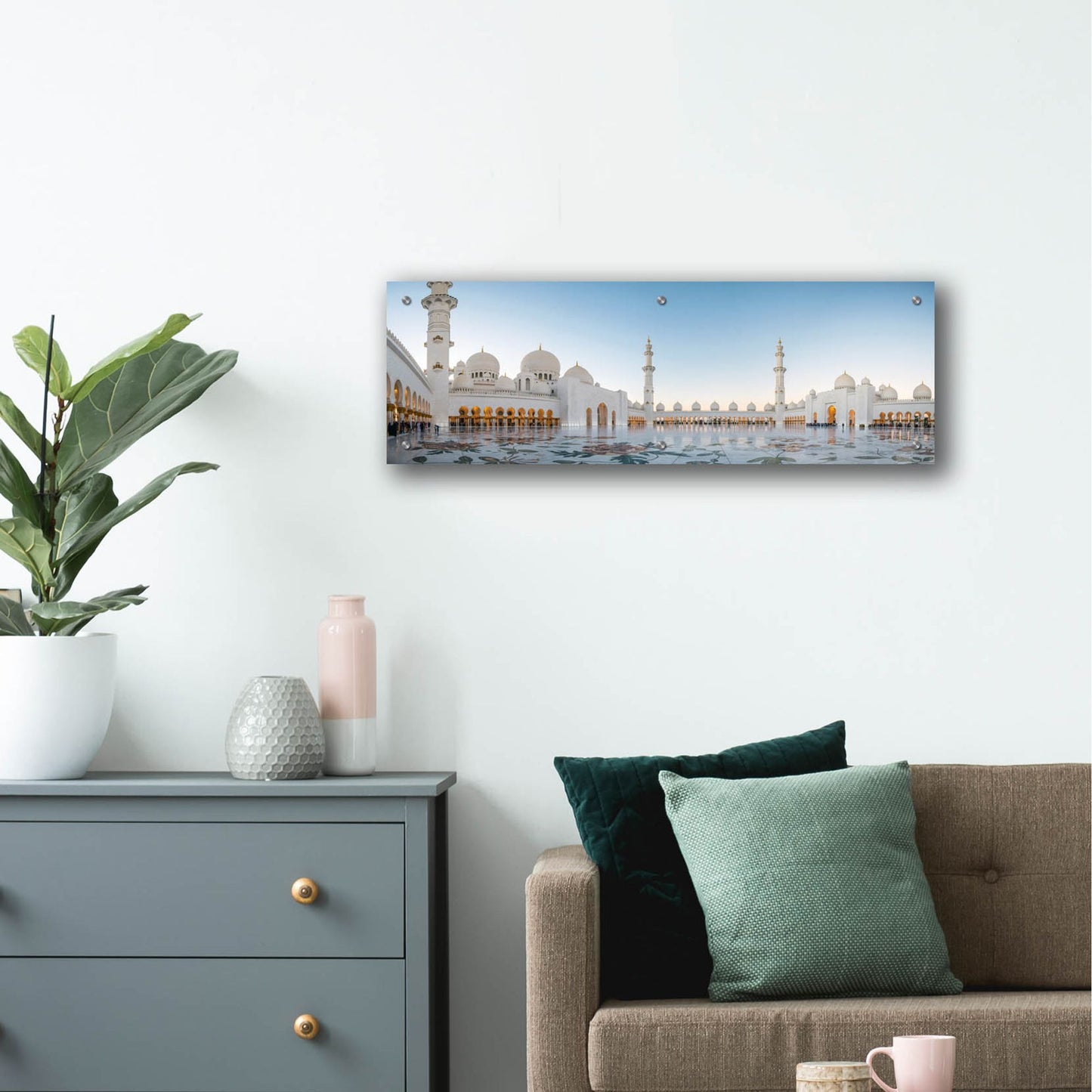 Epic Art 'Abu Dhabi Grand Mosque' by Epic Portfolio, Acrylic Glass Wall Art,36x12