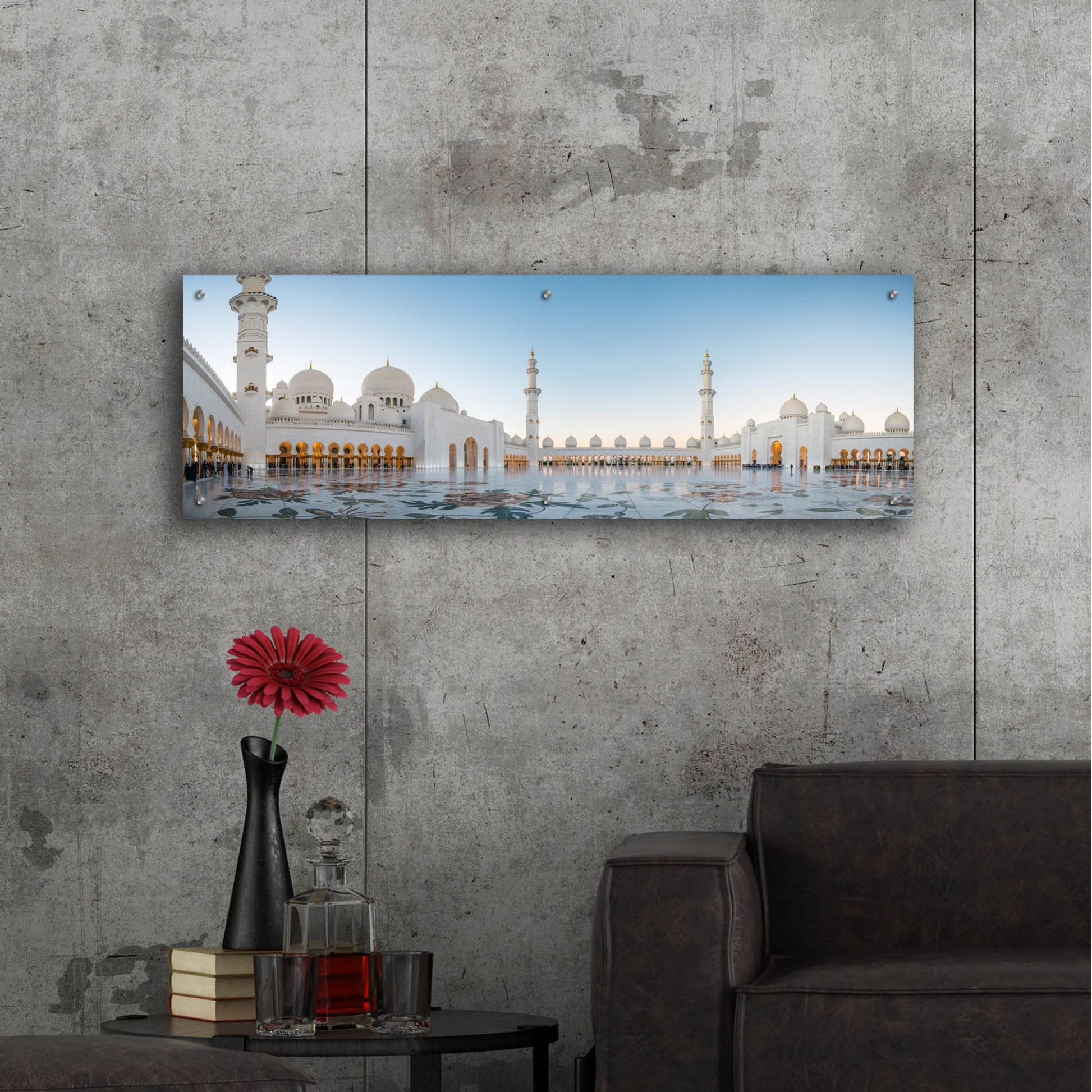 Epic Art 'Abu Dhabi Grand Mosque' by Epic Portfolio, Acrylic Glass Wall Art,48x16