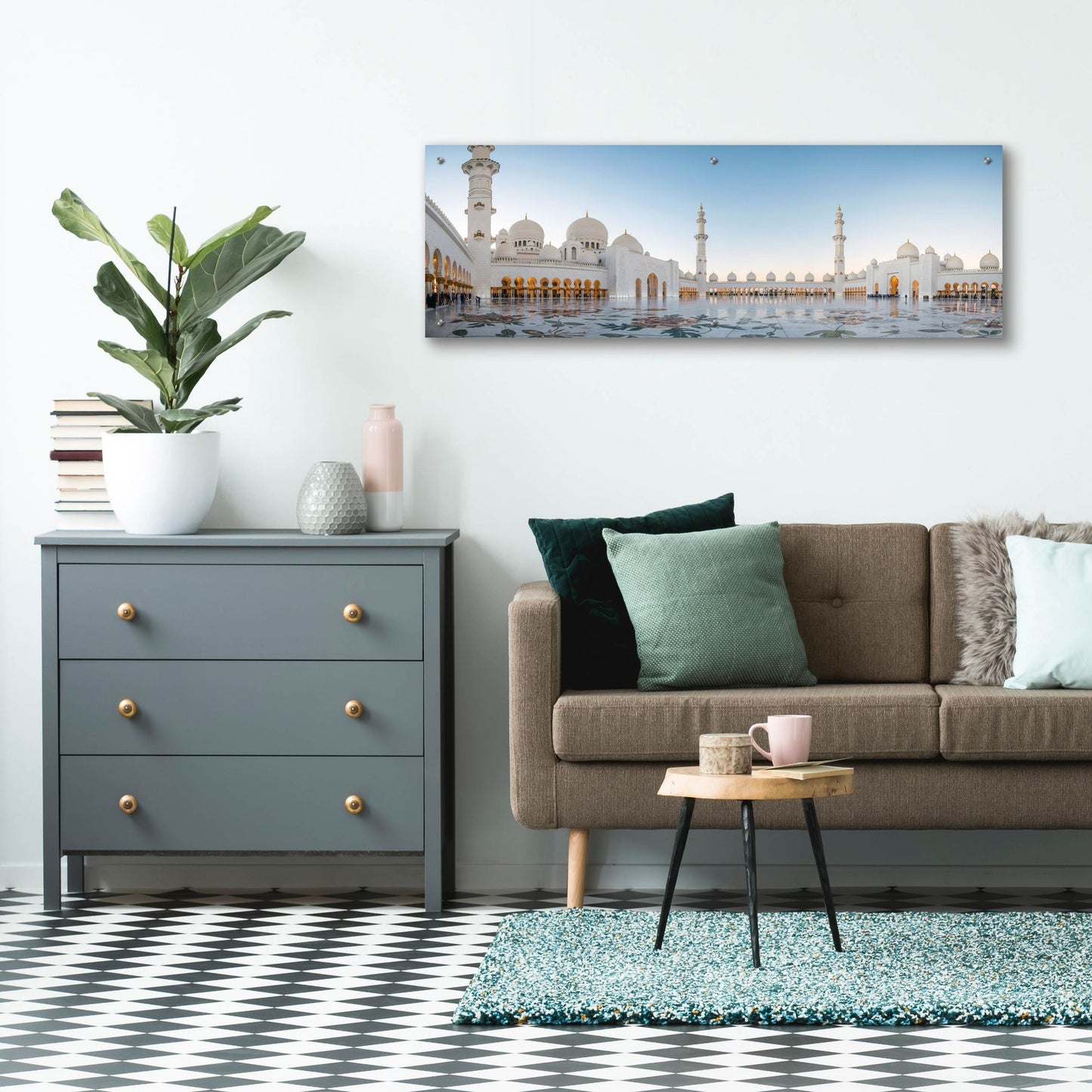 Epic Art 'Abu Dhabi Grand Mosque' by Epic Portfolio, Acrylic Glass Wall Art,48x16