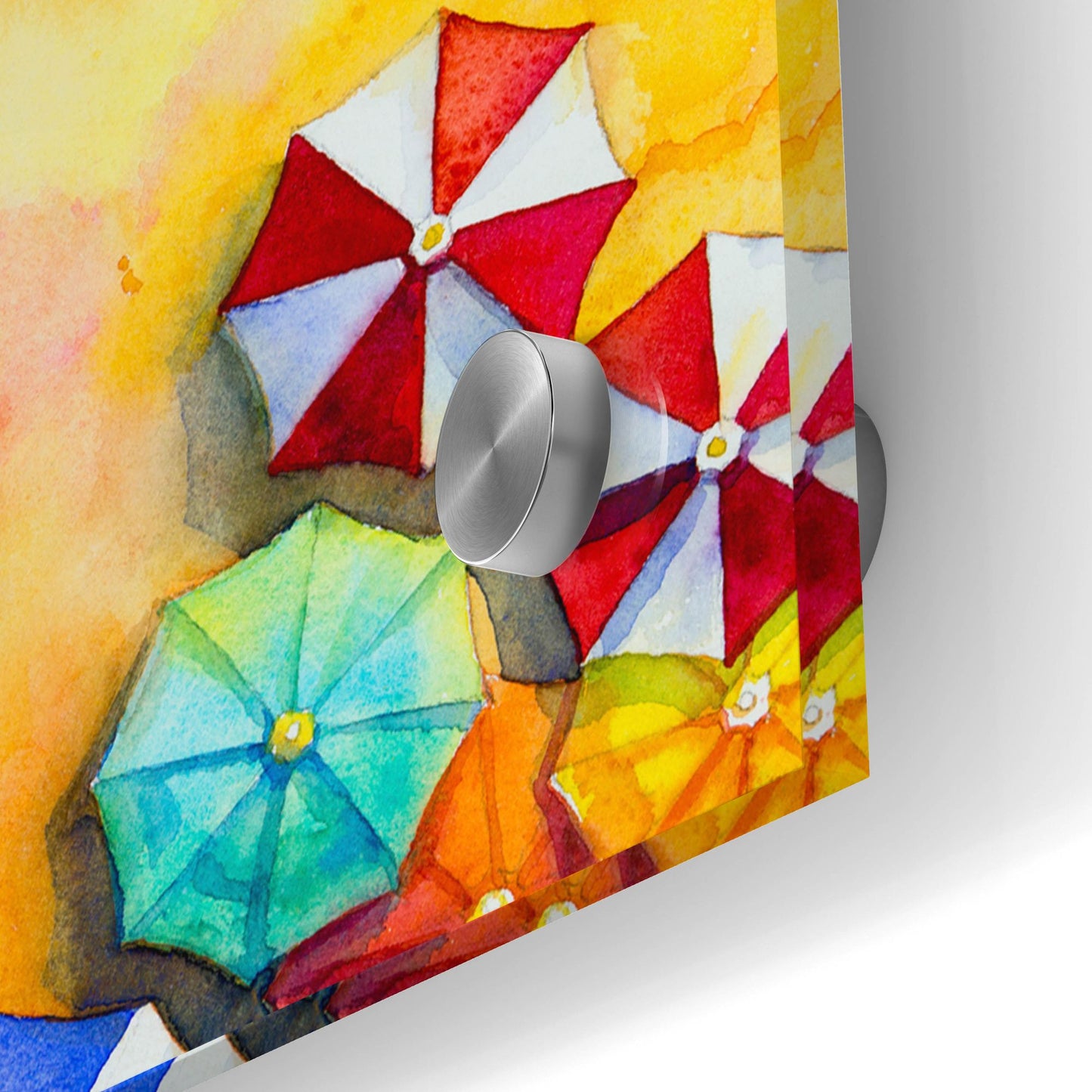 Epic Art 'Beach Umbrellas' by Epic Portfolio, Acrylic Glass Wall Art,36x12