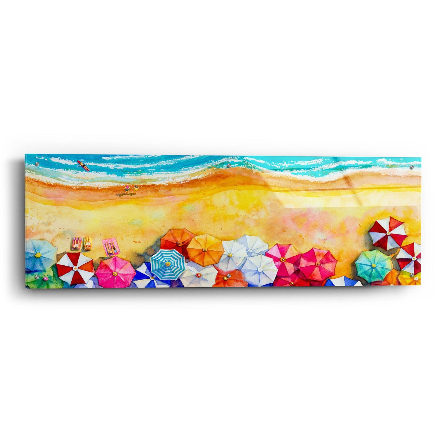 Epic Art 'Beach Umbrellas' by Epic Portfolio, Acrylic Glass Wall Art,48x16