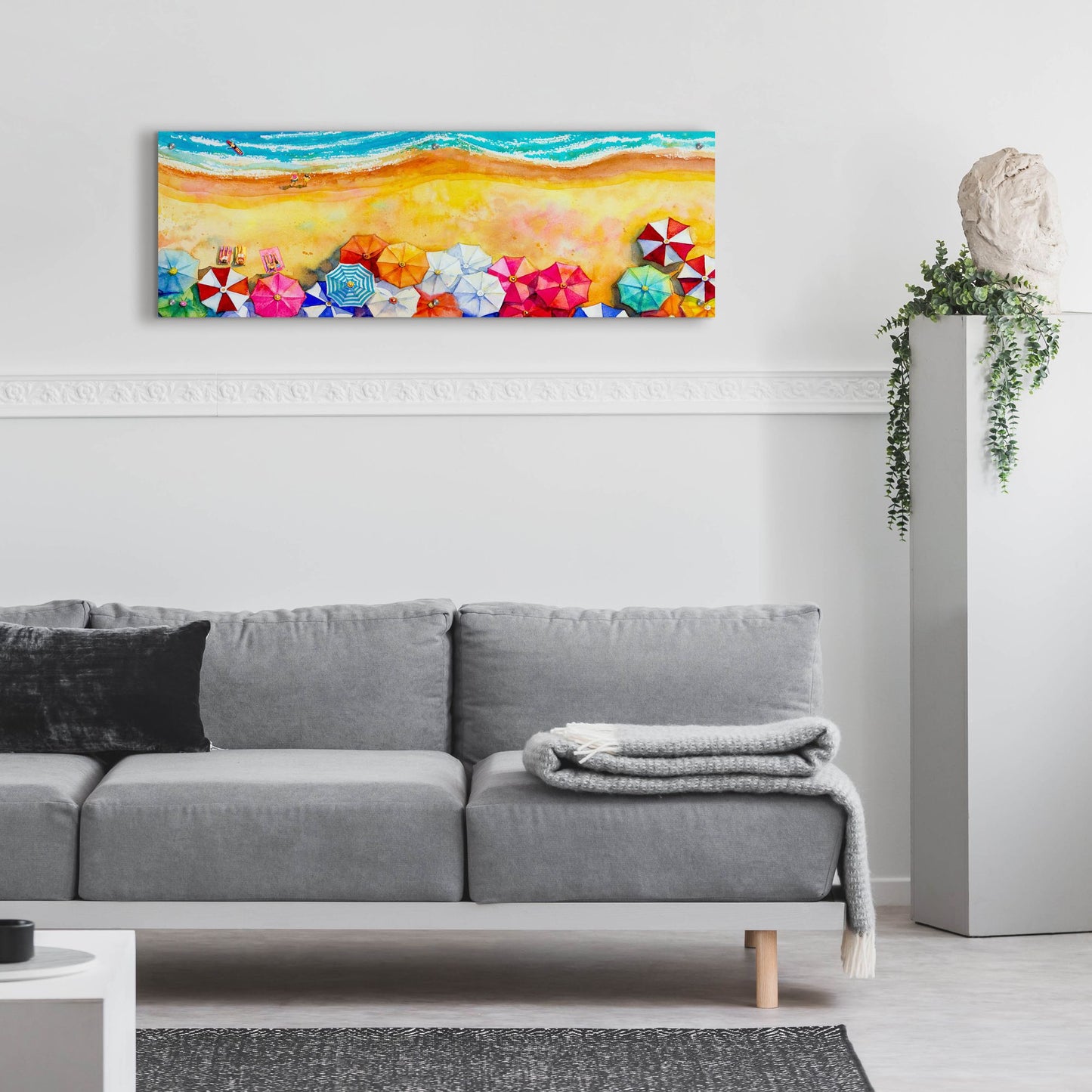 Epic Art 'Beach Umbrellas' by Epic Portfolio, Acrylic Glass Wall Art,48x16