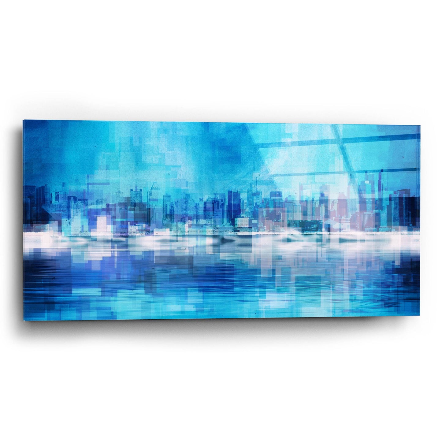 Epic Art 'Blue Abstract NYC Skyline' by Epic Portfolio, Acrylic Glass Wall Art,24x12