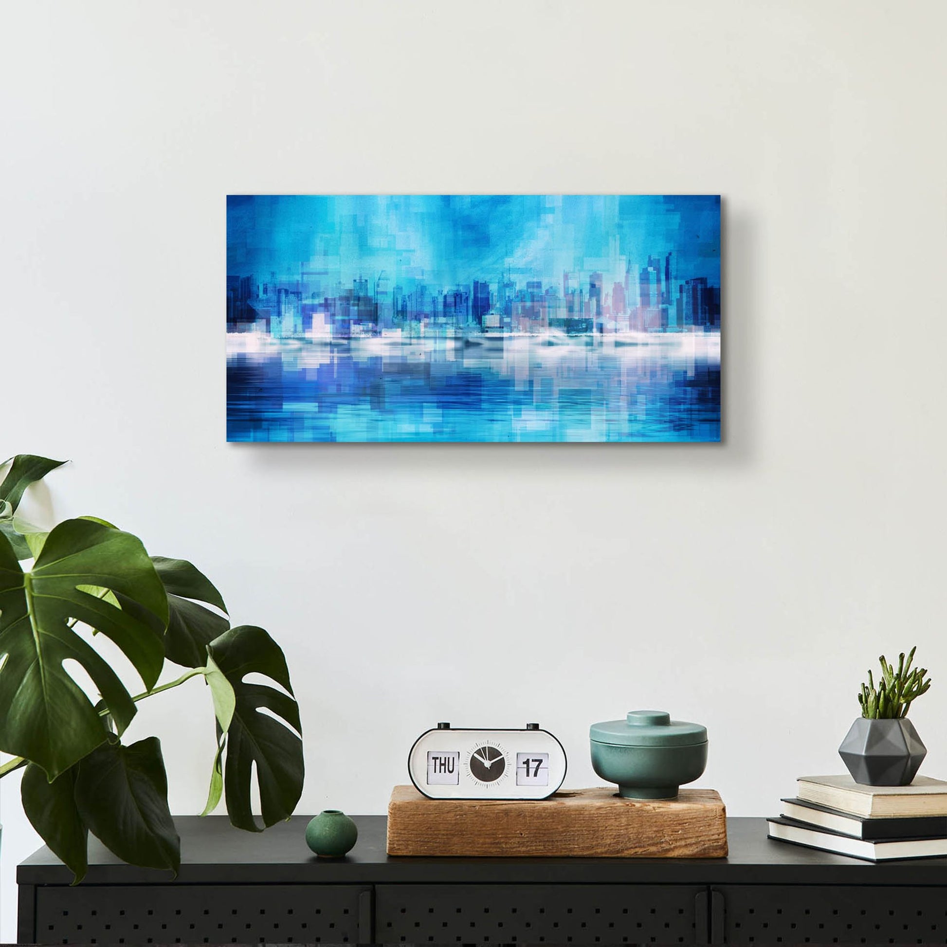 Epic Art 'Blue Abstract NYC Skyline' by Epic Portfolio, Acrylic Glass Wall Art,24x12