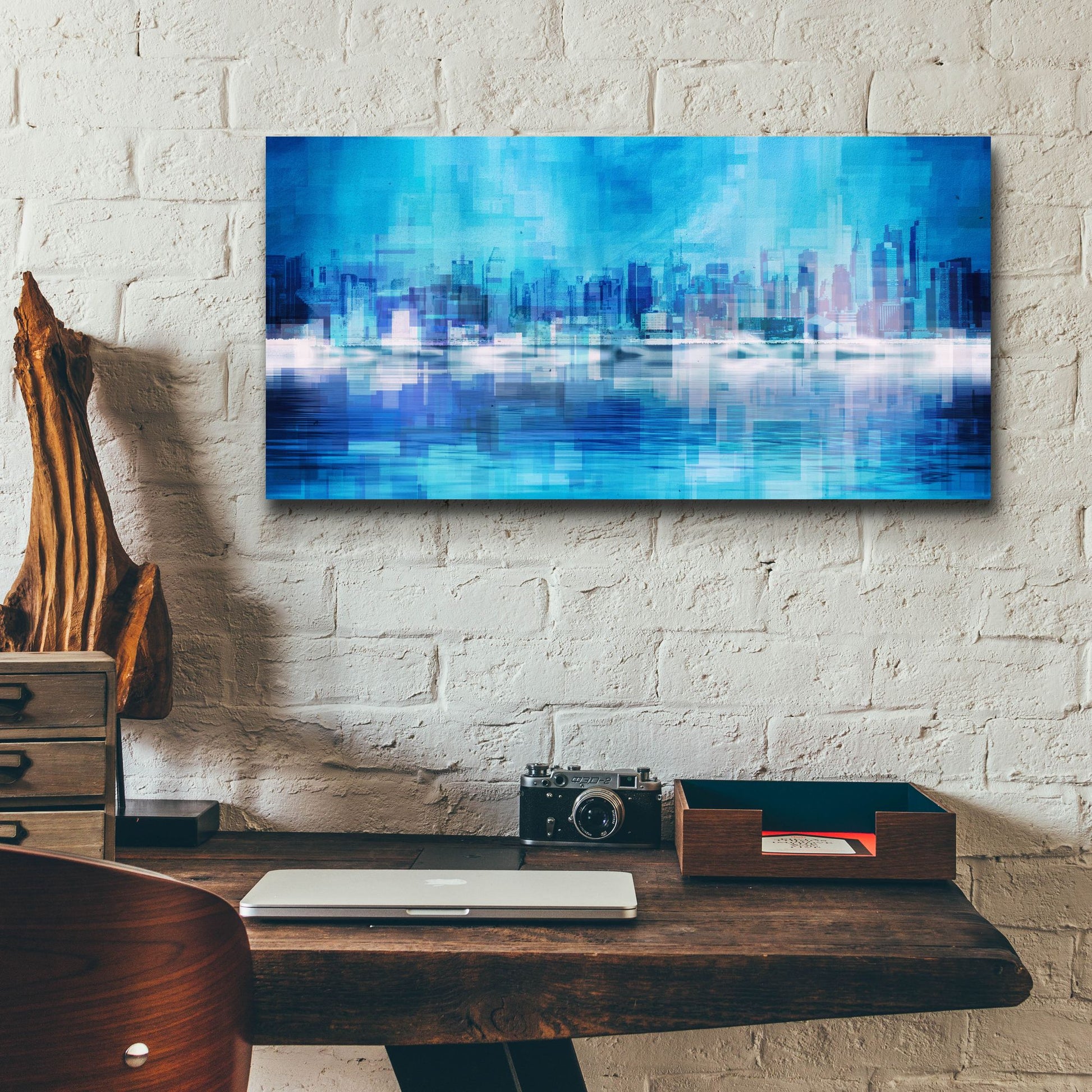 Epic Art 'Blue Abstract NYC Skyline' by Epic Portfolio, Acrylic Glass Wall Art,24x12