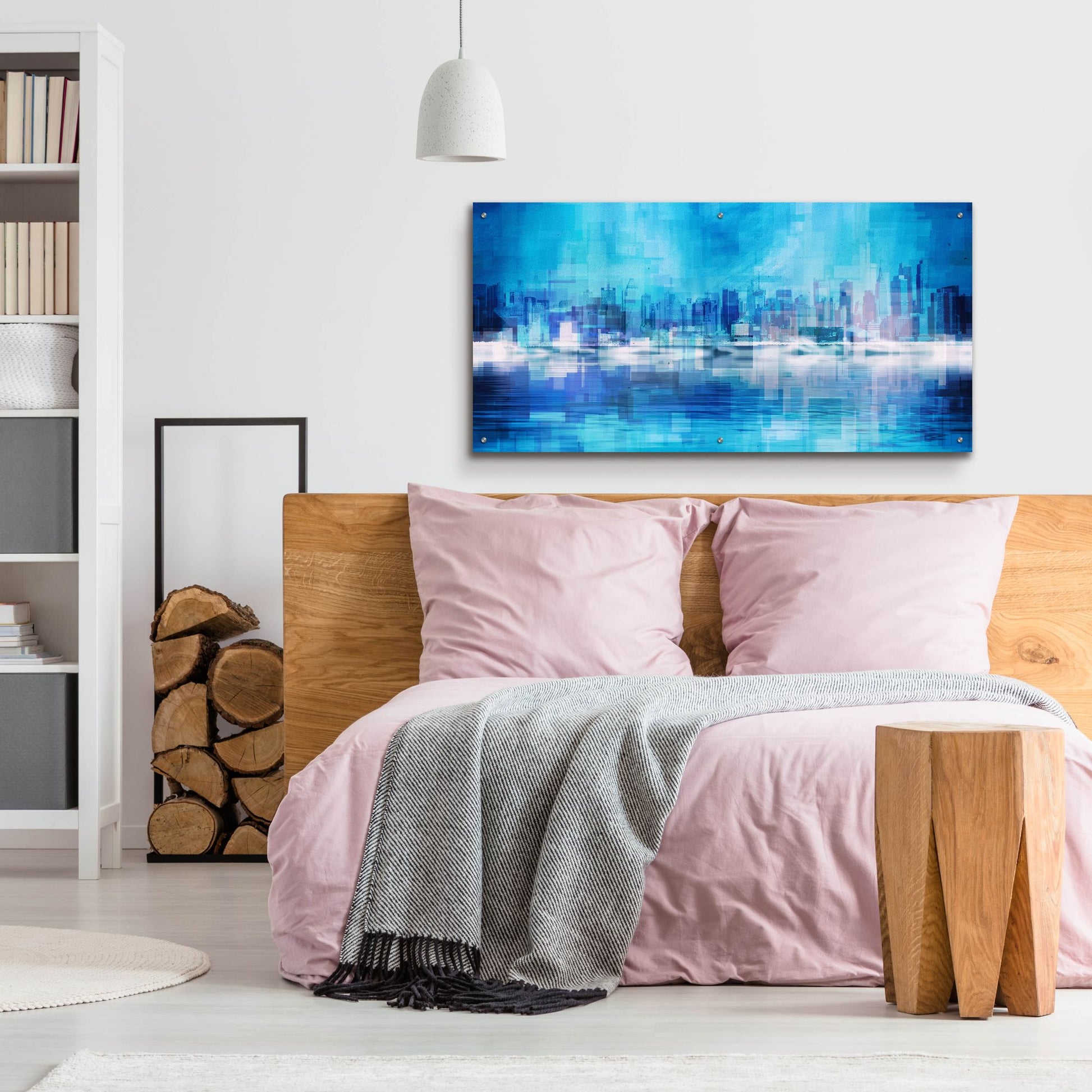 Epic Art 'Blue Abstract NYC Skyline' by Epic Portfolio, Acrylic Glass Wall Art,48x24