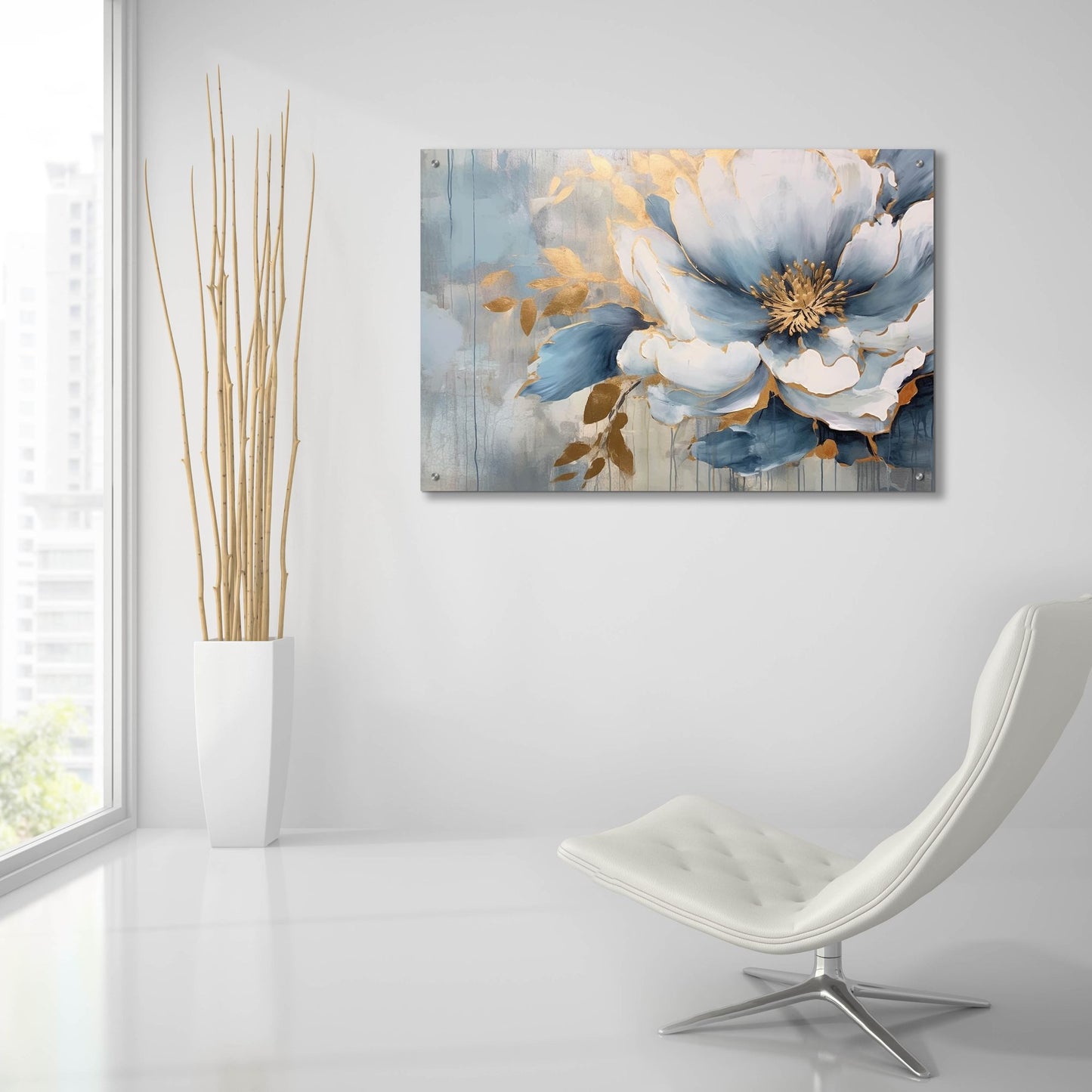 Epic Art 'Blue Flower' by Epic Portfolio, Acrylic Glass Wall Art,36x24