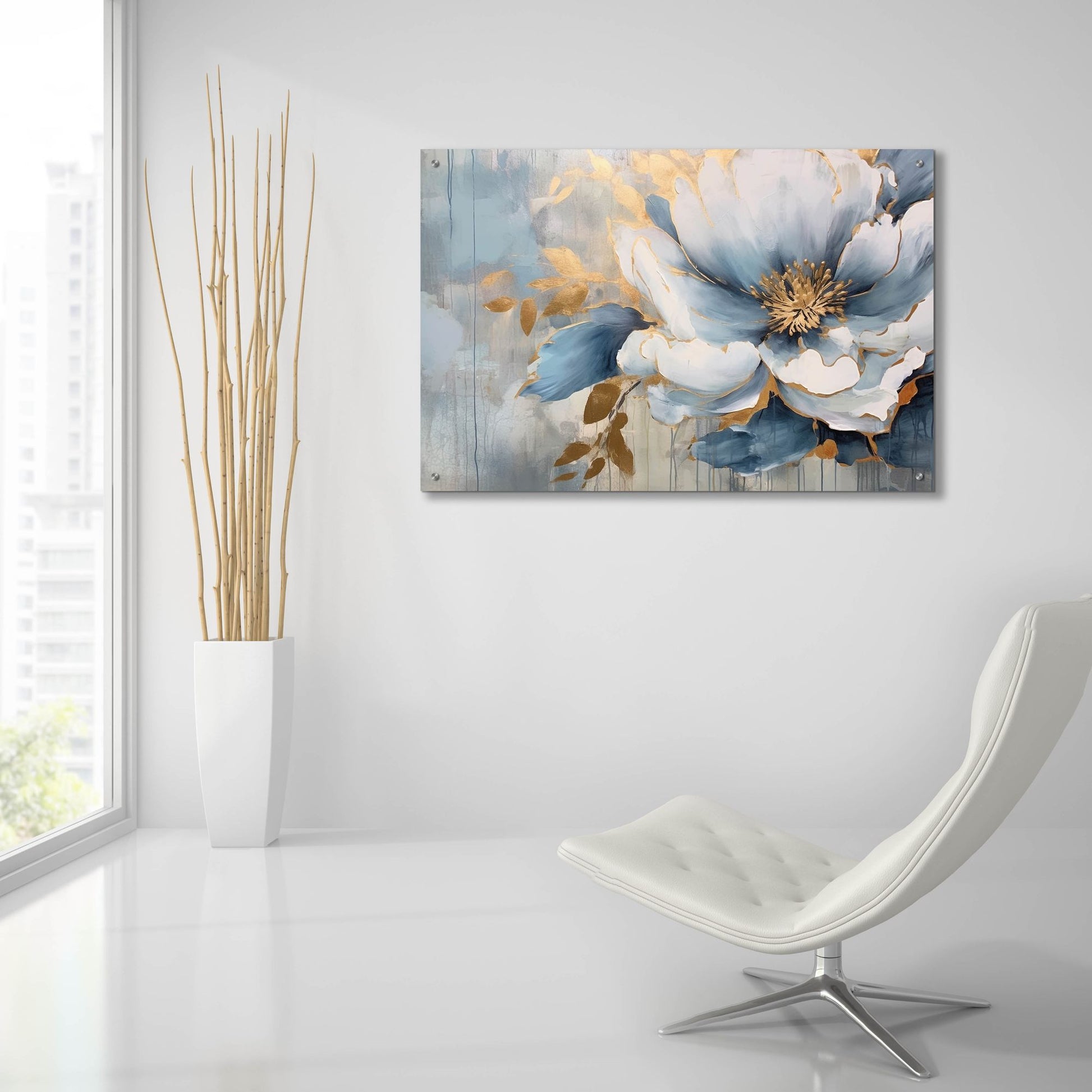 Epic Art 'Blue Flower' by Epic Portfolio, Acrylic Glass Wall Art,36x24