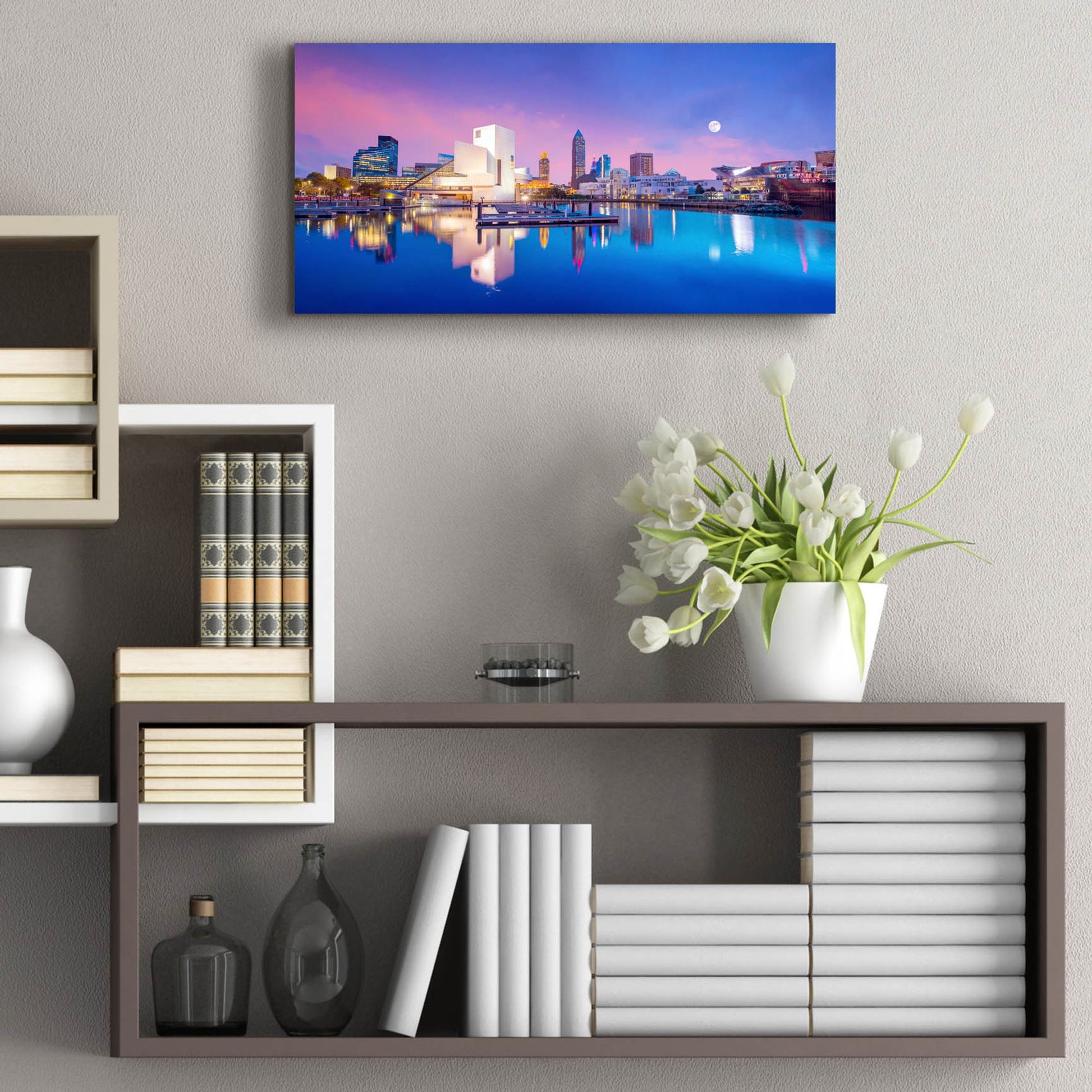 Epic Art 'Cleveland Skyline' by Epic Portfolio, Acrylic Glass Wall Art,24x12