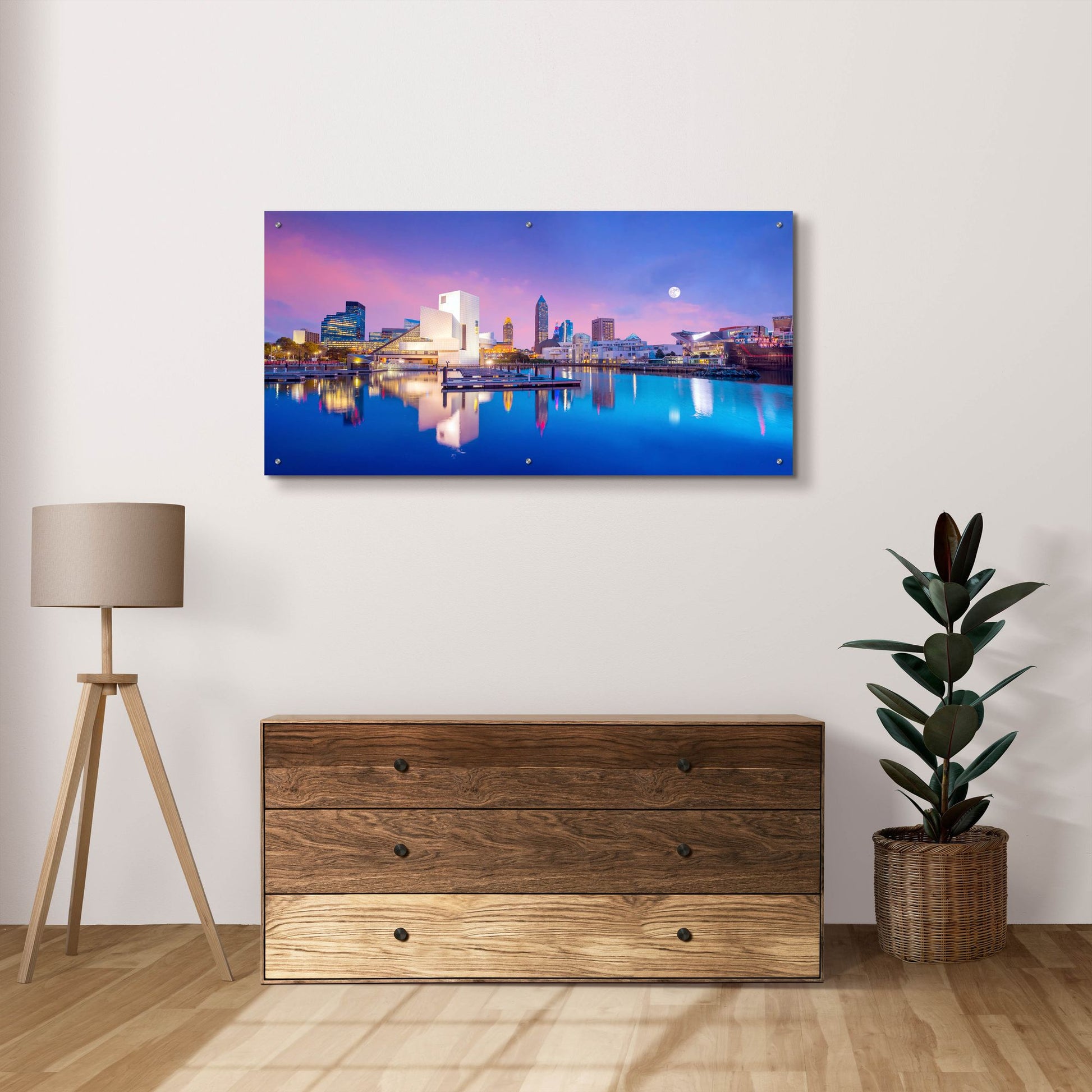 Epic Art 'Cleveland Skyline' by Epic Portfolio, Acrylic Glass Wall Art,48x24