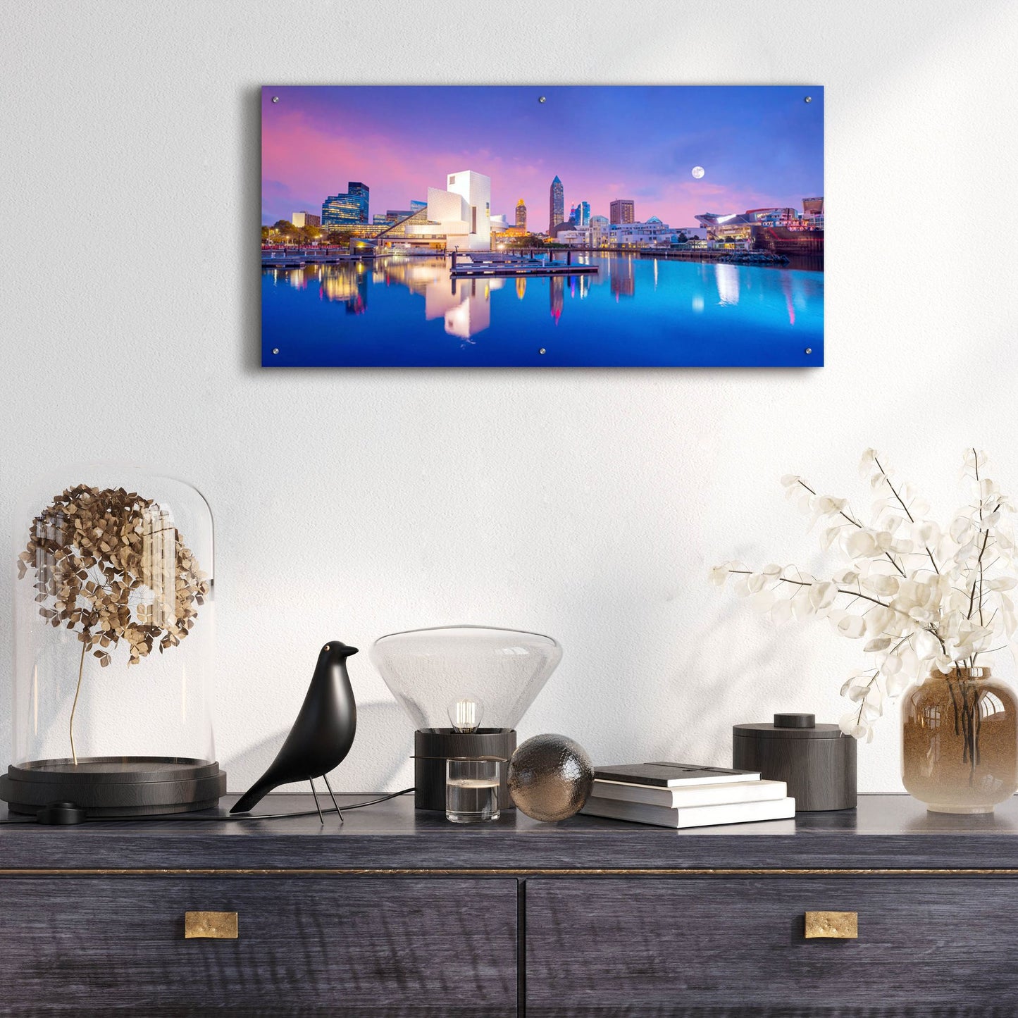 Epic Art 'Cleveland Skyline' by Epic Portfolio, Acrylic Glass Wall Art,48x24