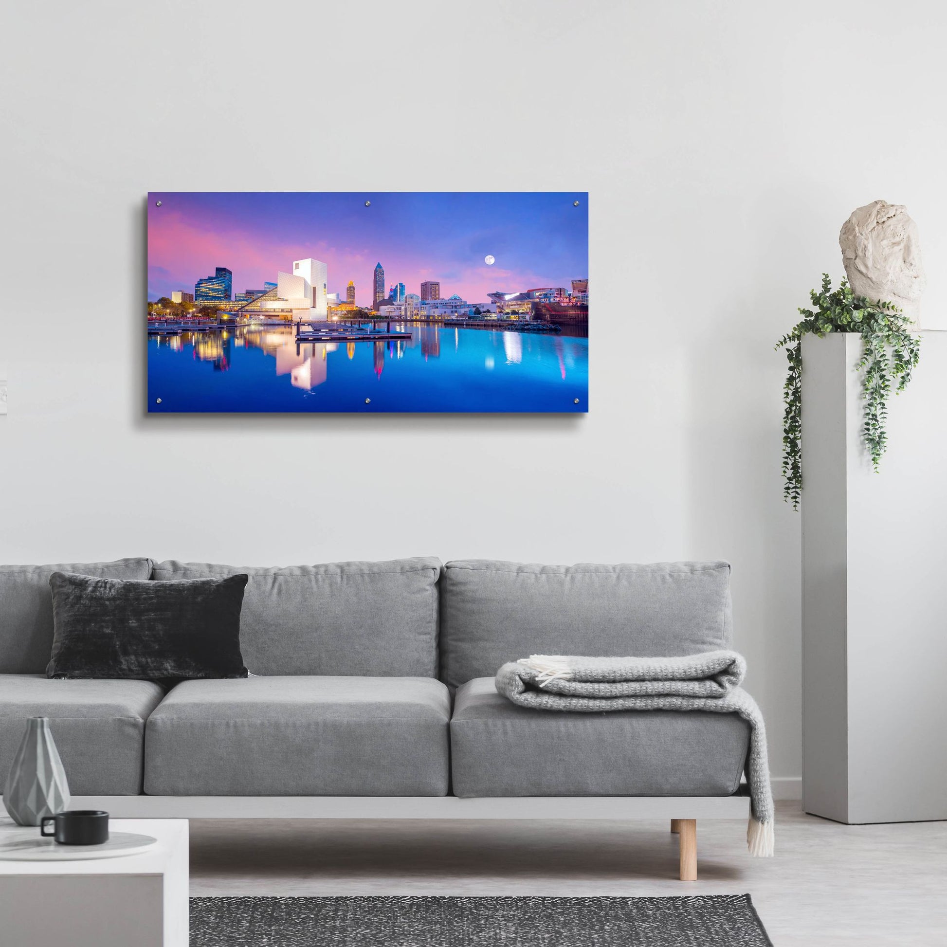 Epic Art 'Cleveland Skyline' by Epic Portfolio, Acrylic Glass Wall Art,48x24