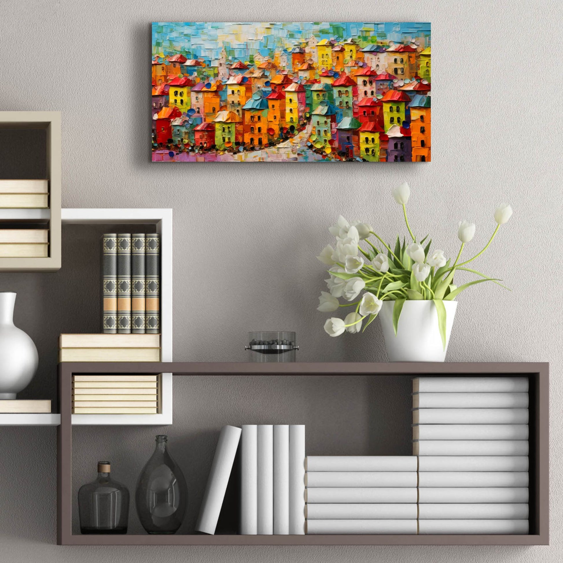 Epic Art 'Colorful City' by Epic Portfolio, Acrylic Glass Wall Art,24x12