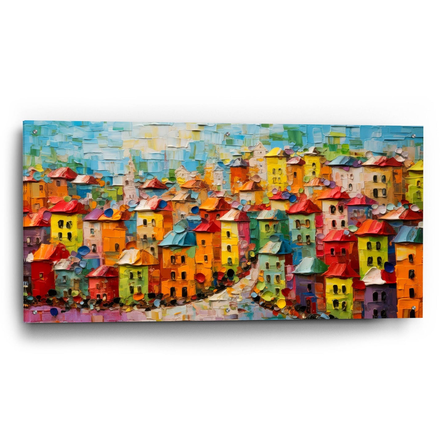 Epic Art 'Colorful City' by Epic Portfolio, Acrylic Glass Wall Art,48x24