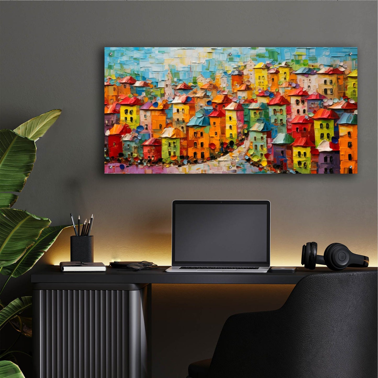 Epic Art 'Colorful City' by Epic Portfolio, Acrylic Glass Wall Art,48x24