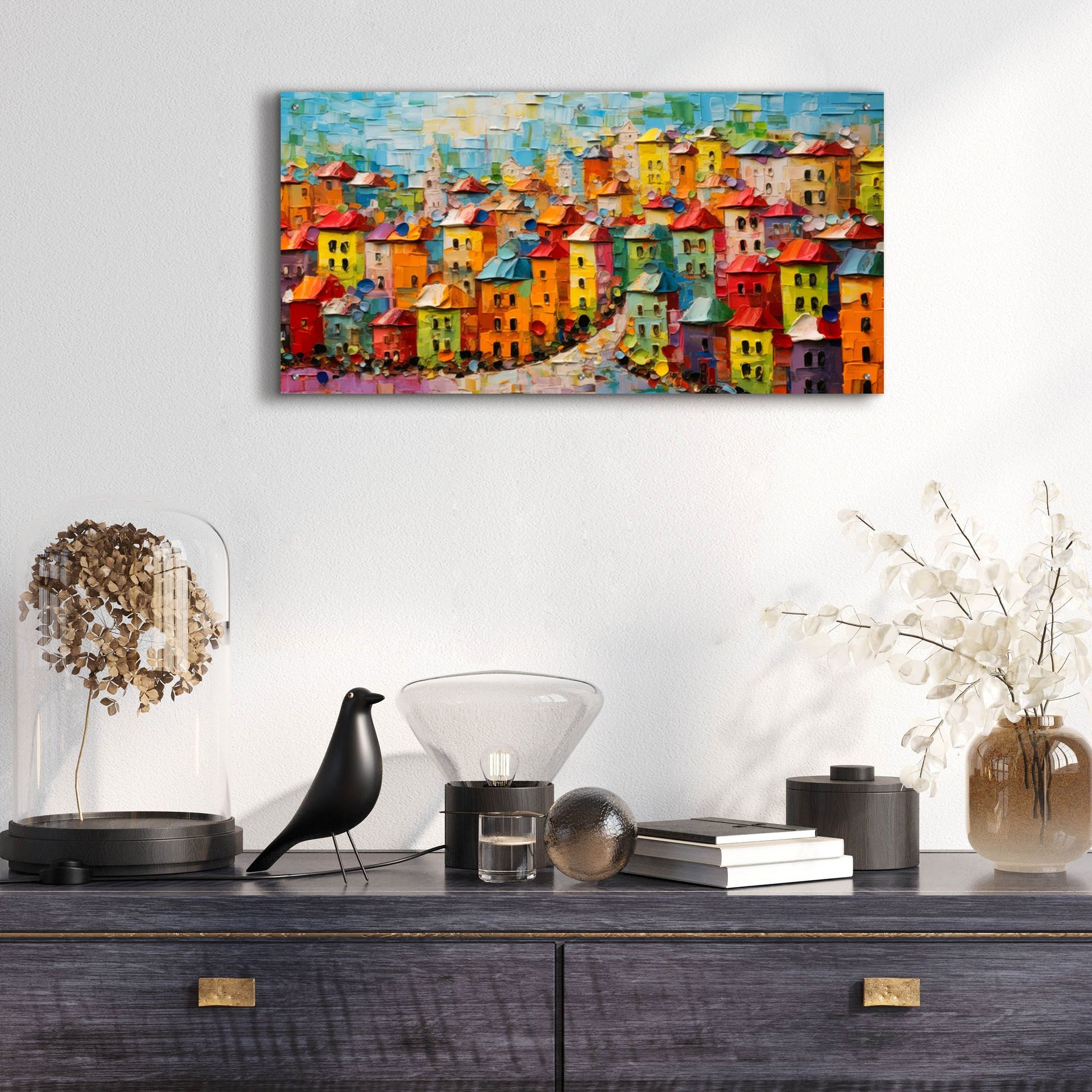 Epic Art 'Colorful City' by Epic Portfolio, Acrylic Glass Wall Art,48x24