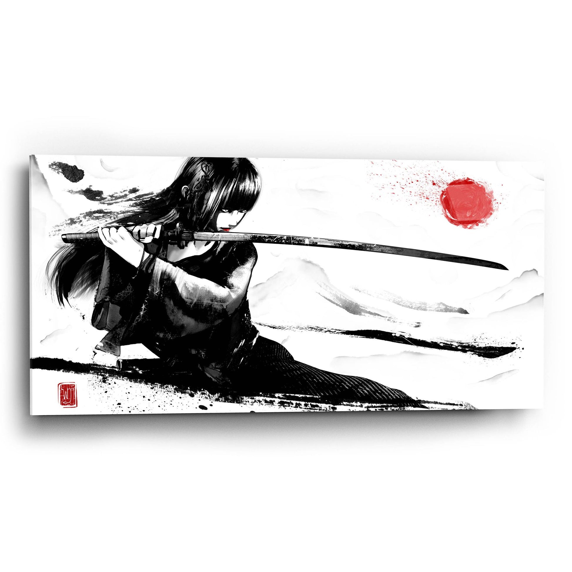 Epic Art 'Girl with Katana' by Epic Portfolio, Acrylic Glass Wall Art,24x12