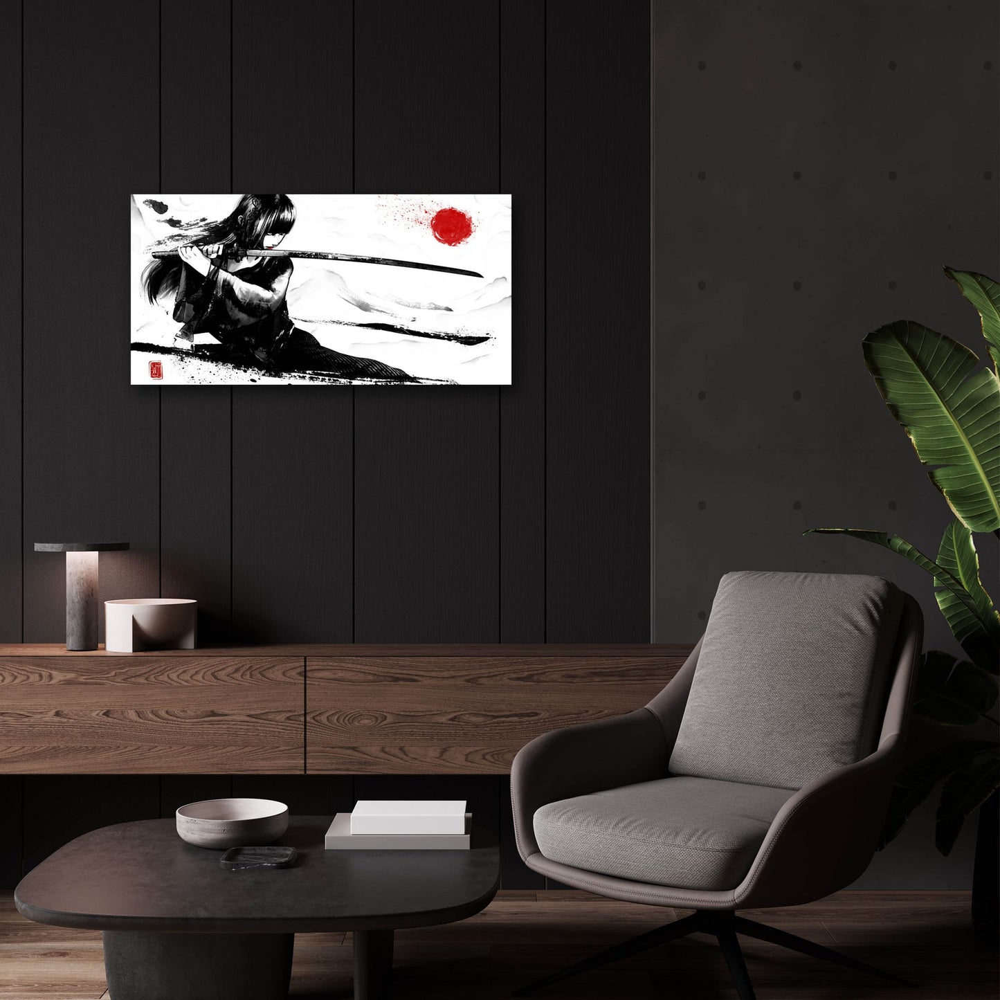 Epic Art 'Girl with Katana' by Epic Portfolio, Acrylic Glass Wall Art,24x12